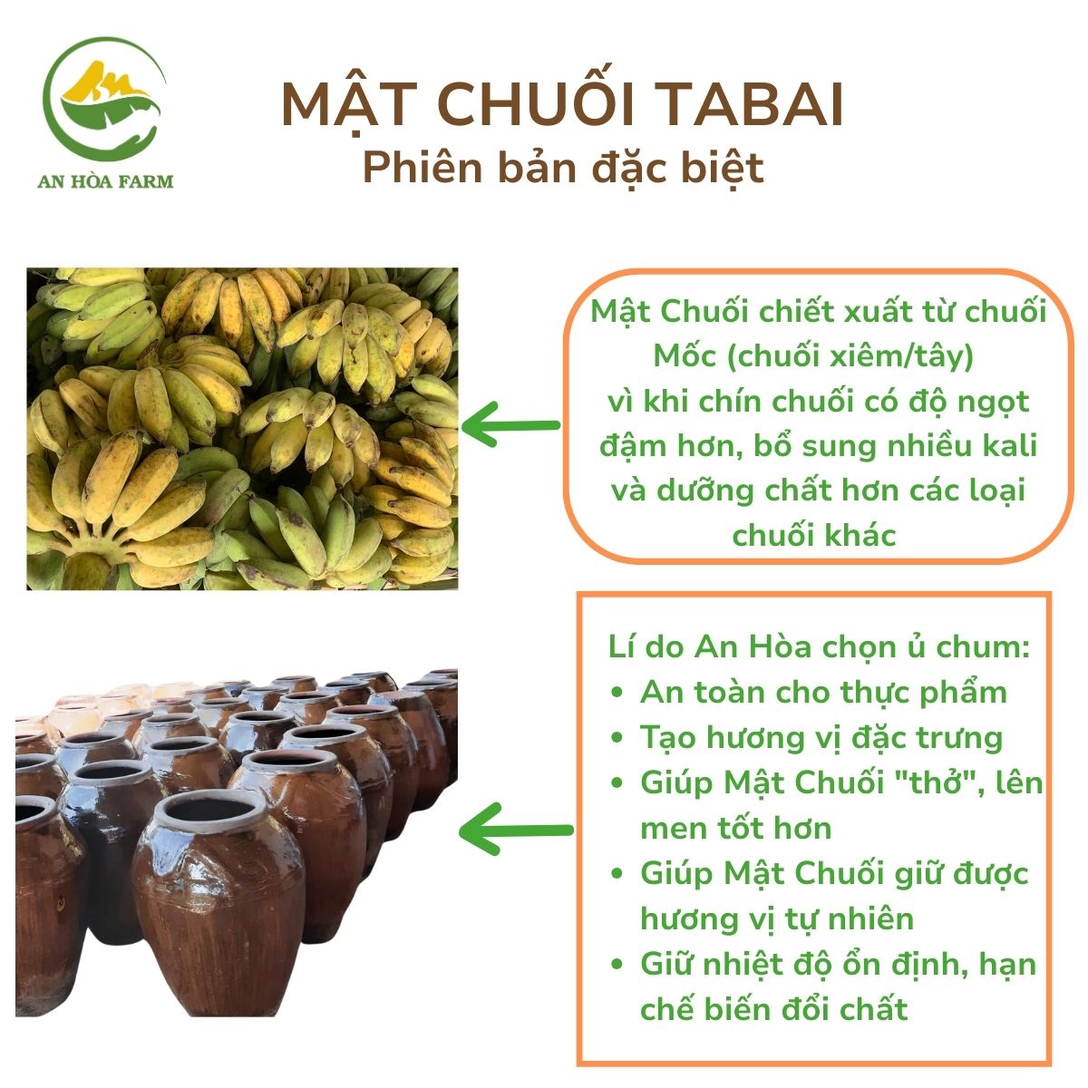 Mật Chuối Tabai hàng quý lên men tự nhiên lâu năm chai 680ml thương hiệu An Hòa Farm