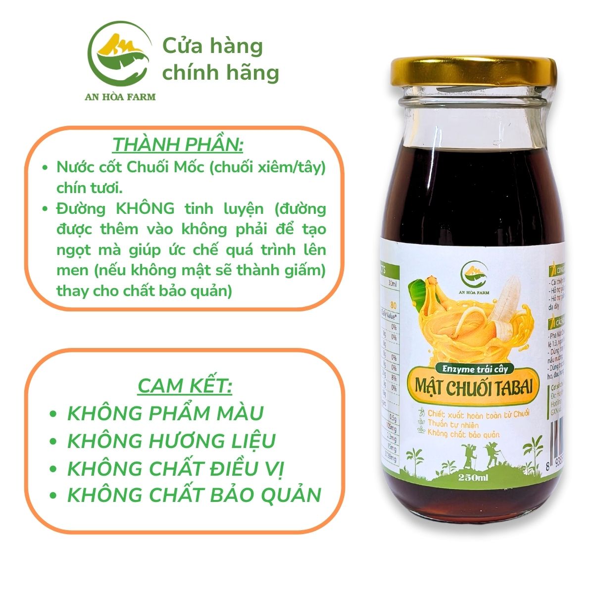 Mật Chuối Tabai thuần thực vật thay thế Mật Ong HSD 24 tháng thương hiệu An Hòa Farm