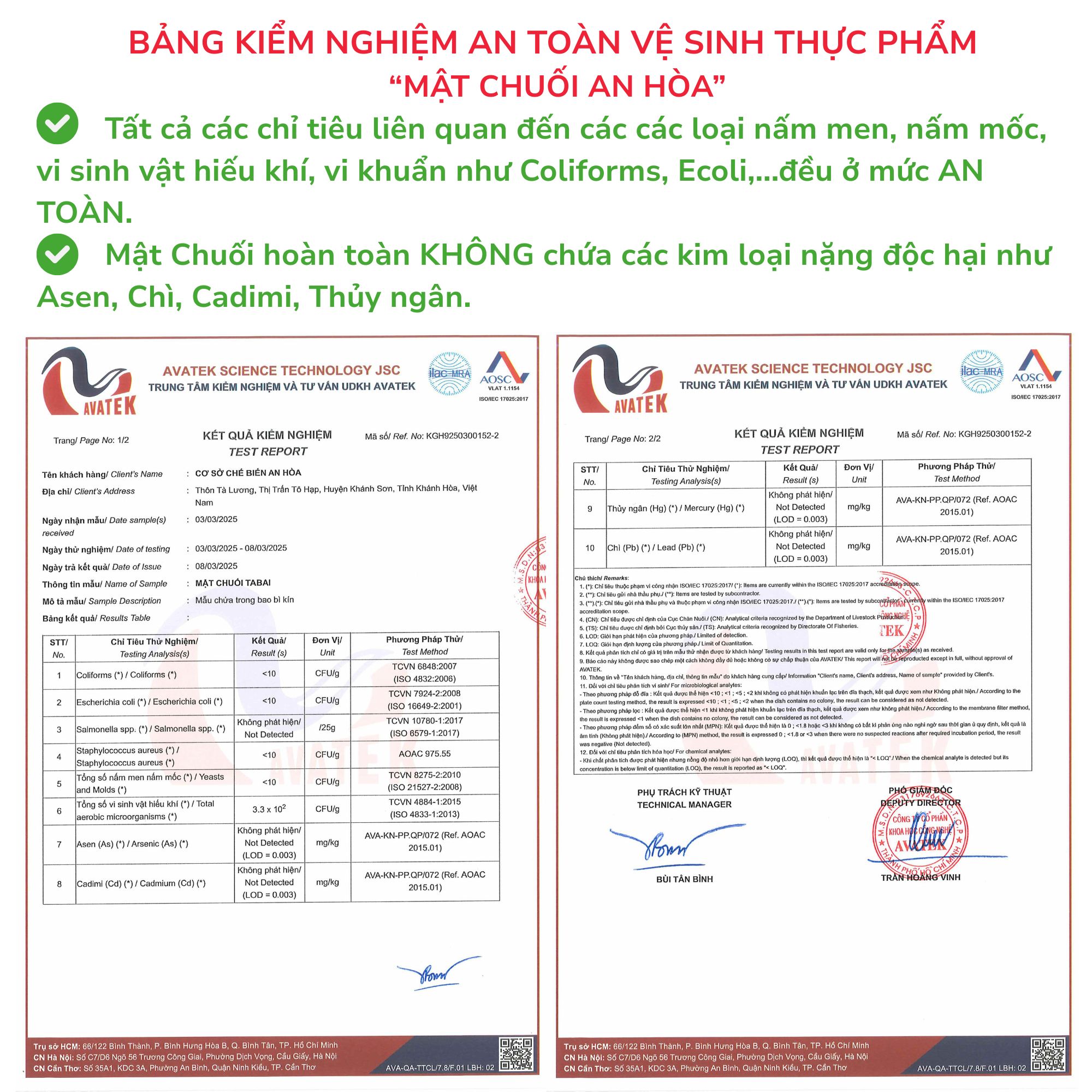 Mật Chuối Tabai hàng quý lên men tự nhiên lâu năm chai 680ml thương hiệu An Hòa Farm