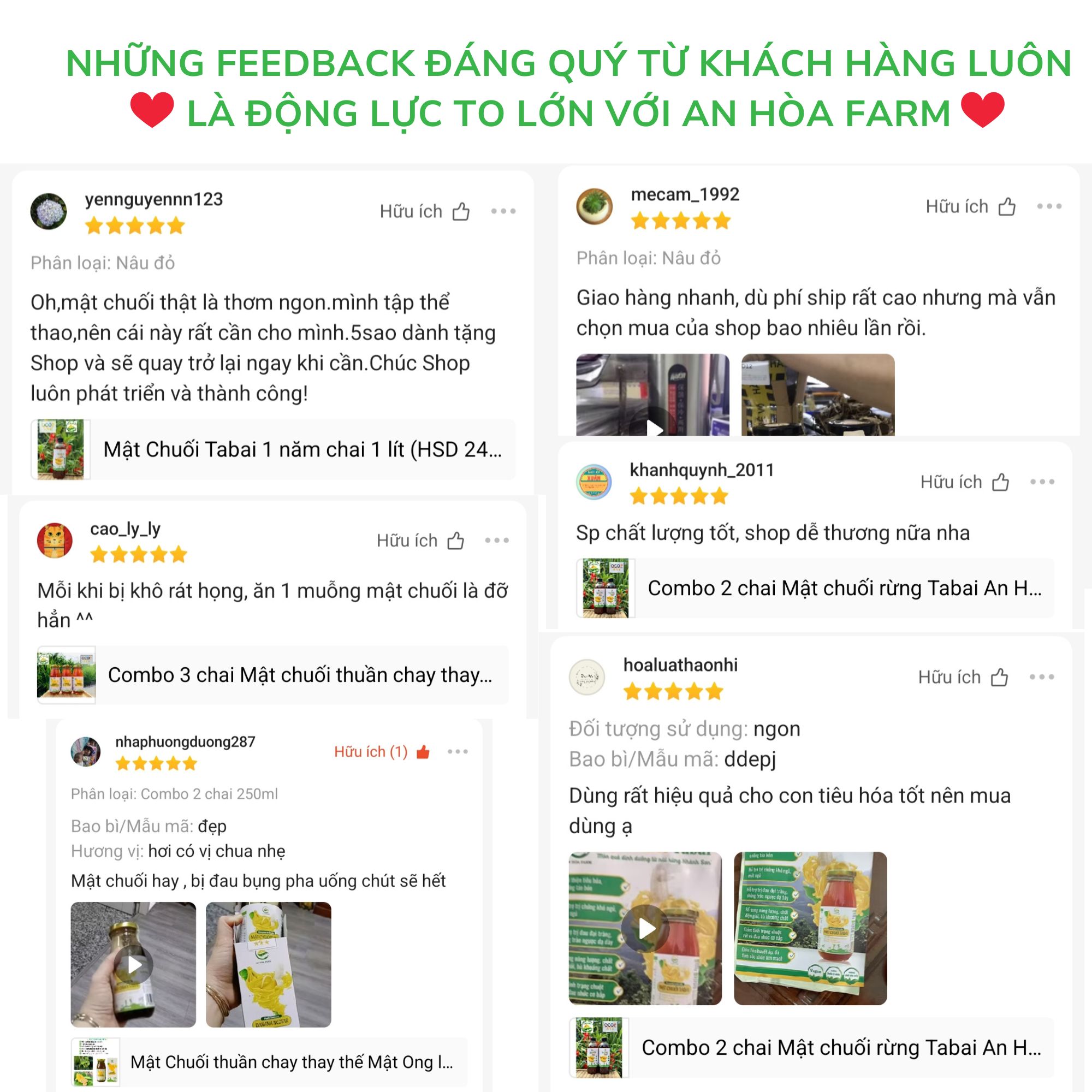 Mật Chuối Tabai thuần thực vật thay thế Mật Ong HSD 24 tháng thương hiệu An Hòa Farm