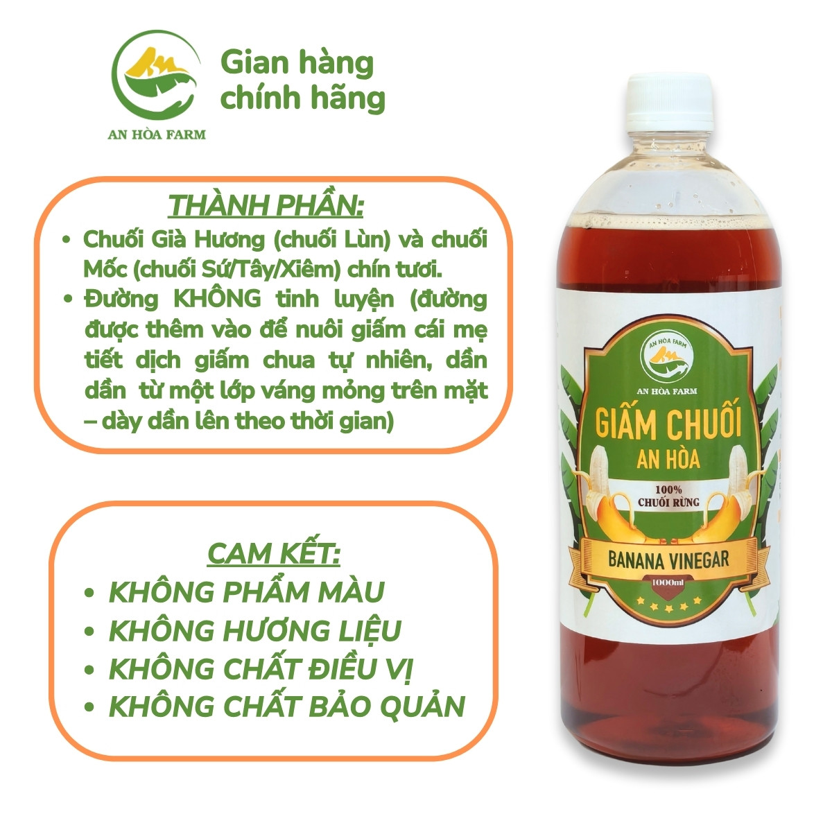 Giấm chuối nuôi từ giấm cái mẹ tự nhiên không hóa chất thương hiệu An Hòa Farm