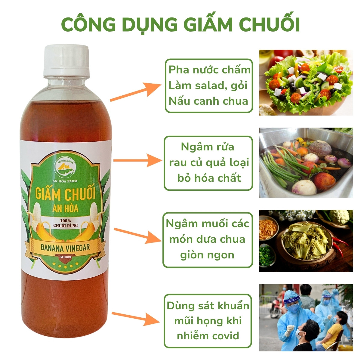 Giấm chuối nuôi từ giấm cái mẹ tự nhiên không hóa chất thương hiệu An Hòa Farm