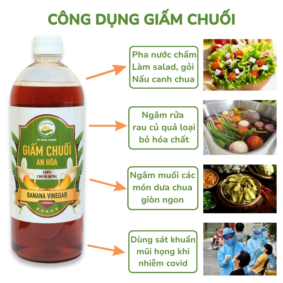 Giấm chuối nuôi từ giấm cái mẹ tự nhiên không hóa chất thương hiệu An Hòa Farm