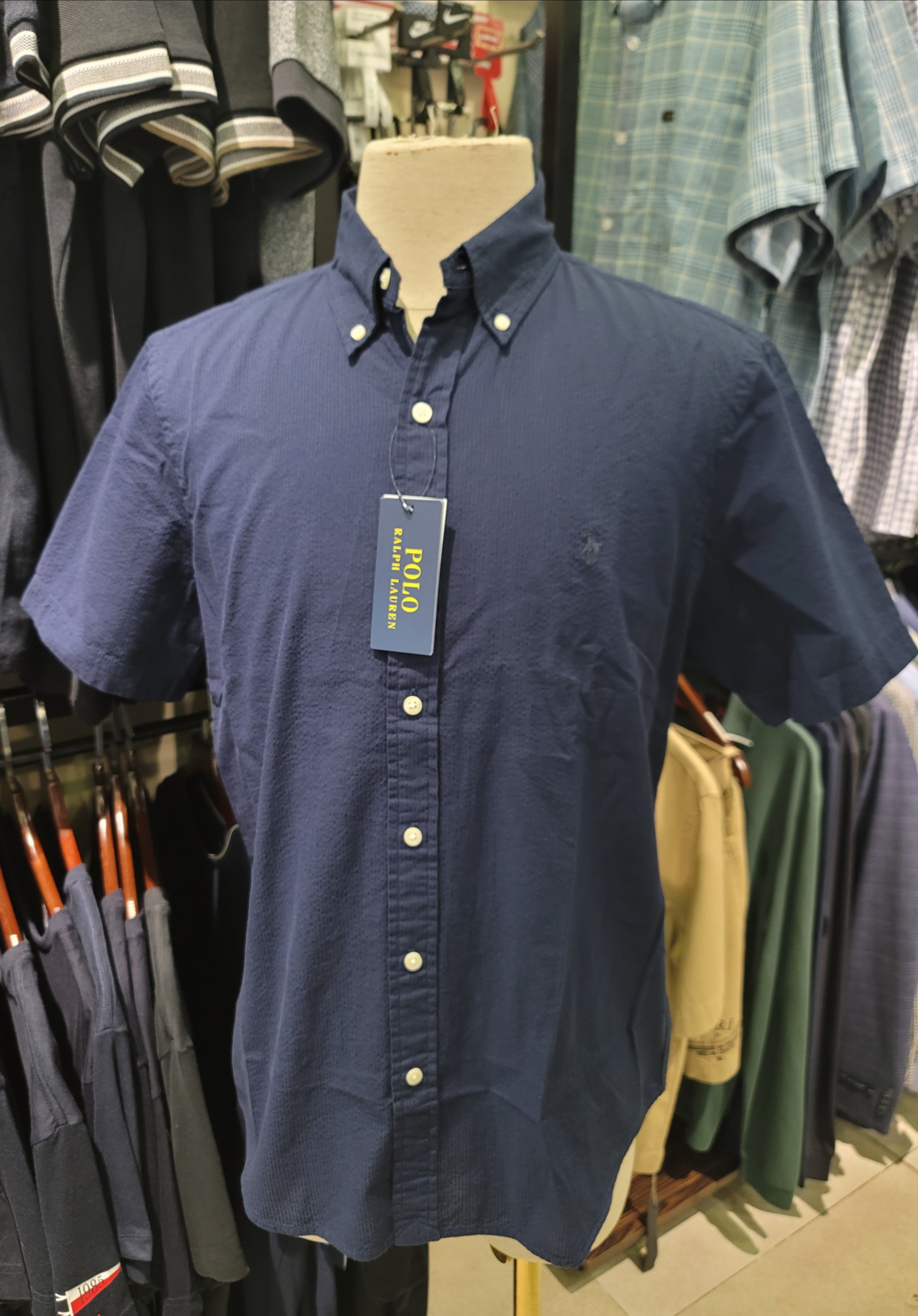 Sơ mi cộc tay Polo Raplauren Navy - RL Untucked Fit