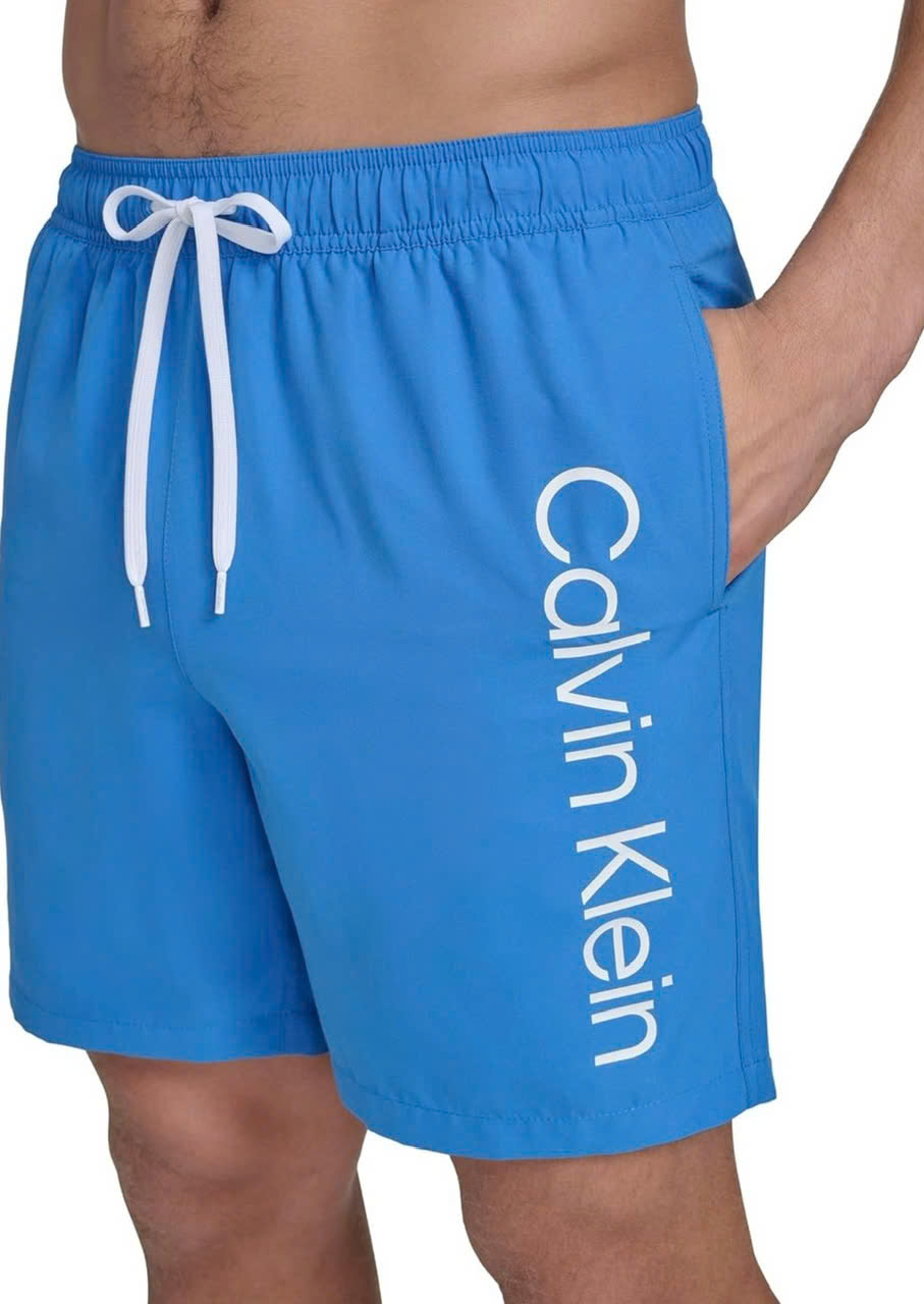 Calvin Klein Men's Volley Quick Dry Lightweight Swim Trunk - Blue