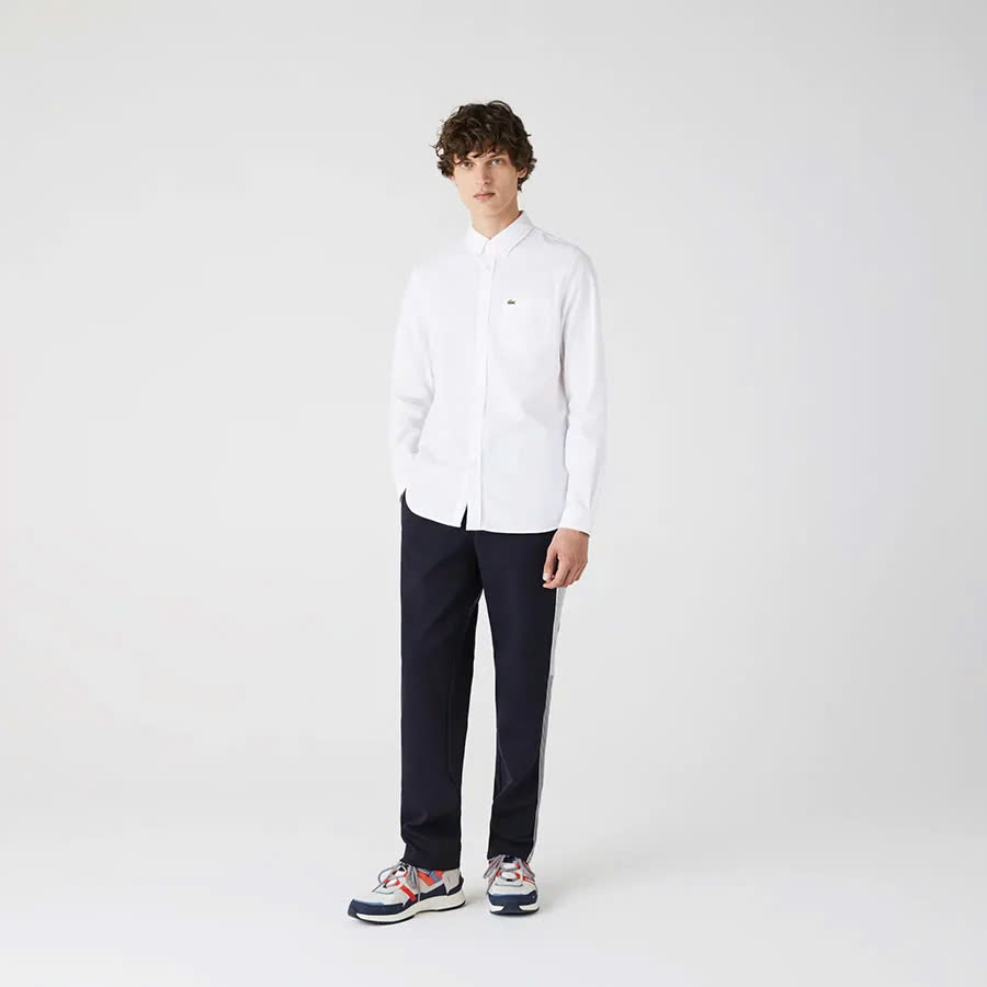 Sơ mi Lacoste trắng túi ngực