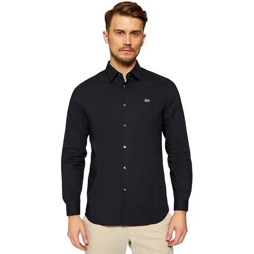 Sơ mi Nam Lacoste đen logo ngực