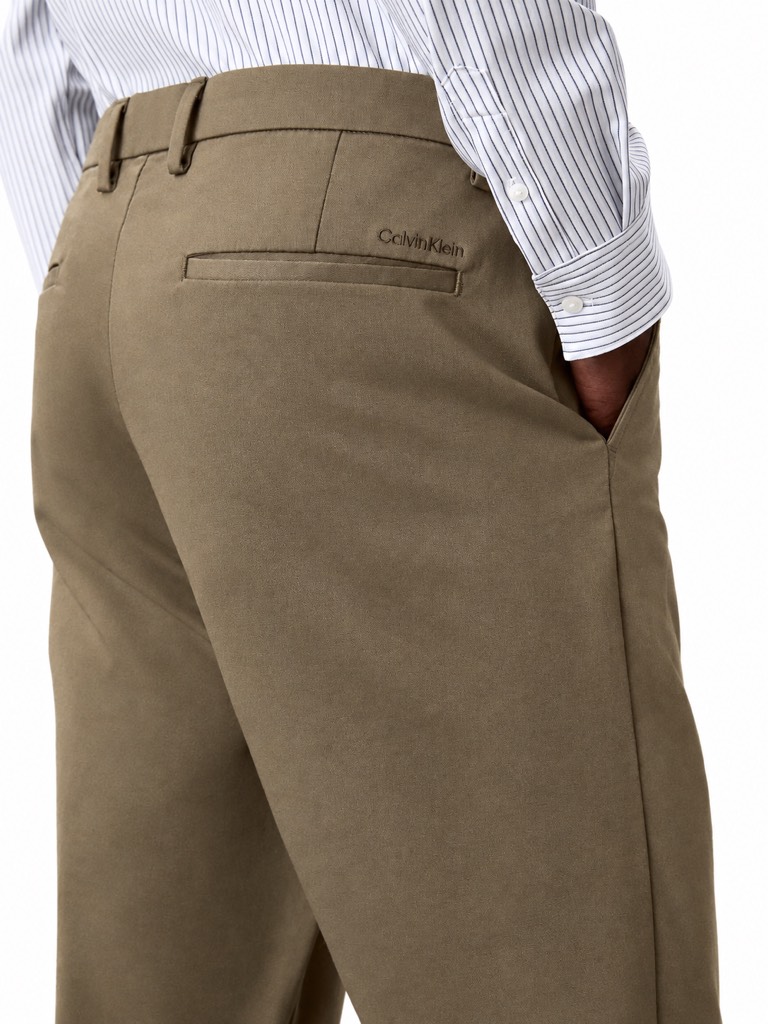 Trousers Calvin Klein Cotton Stretch Slim - Dusty Olive