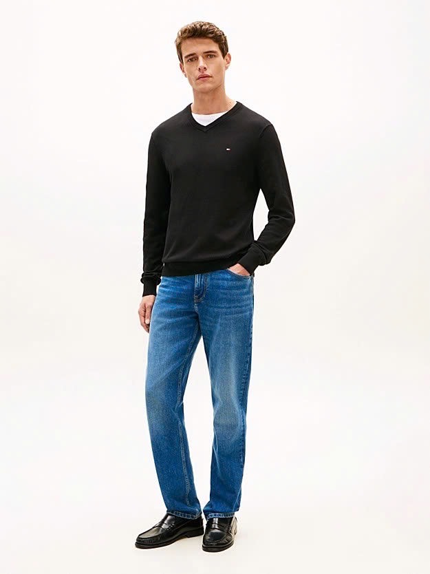 Sweater Tommy | Solid logo V-neck - Black
