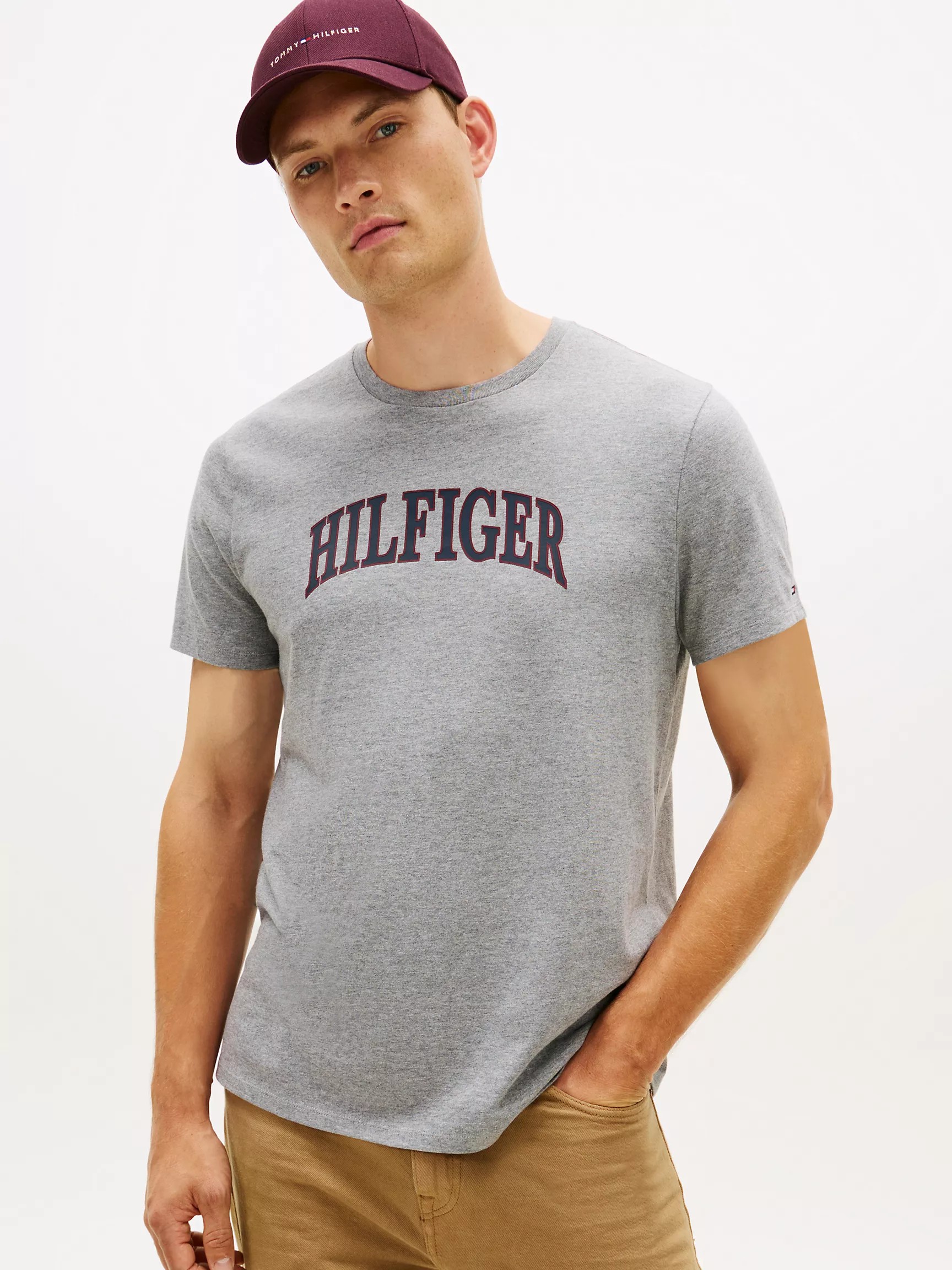 Áo Thun Tommy Hilfiger Arch Logo - Grey Heather