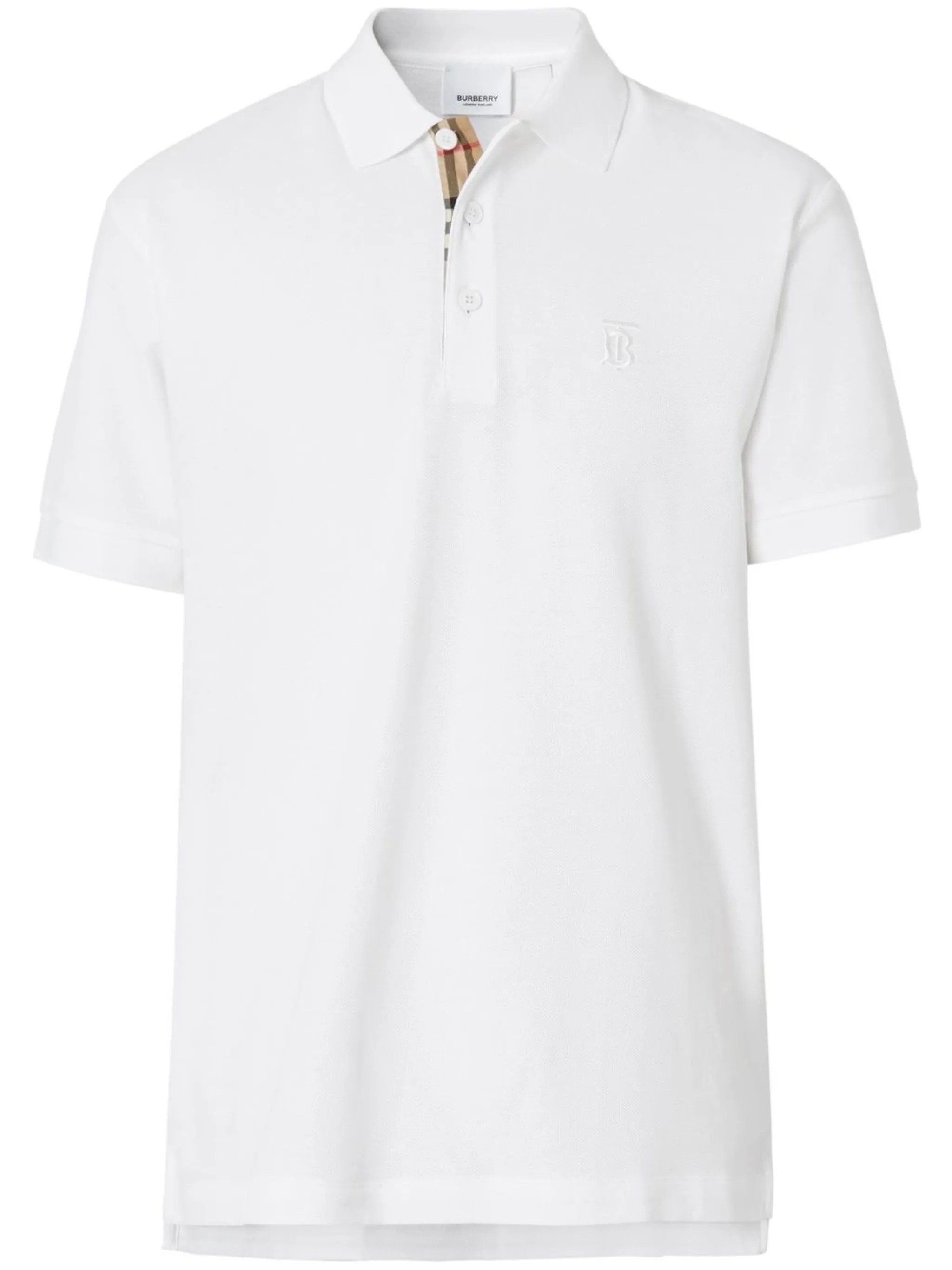 Polo-Shirt Burberry Logo-Embroidered Piqué - White