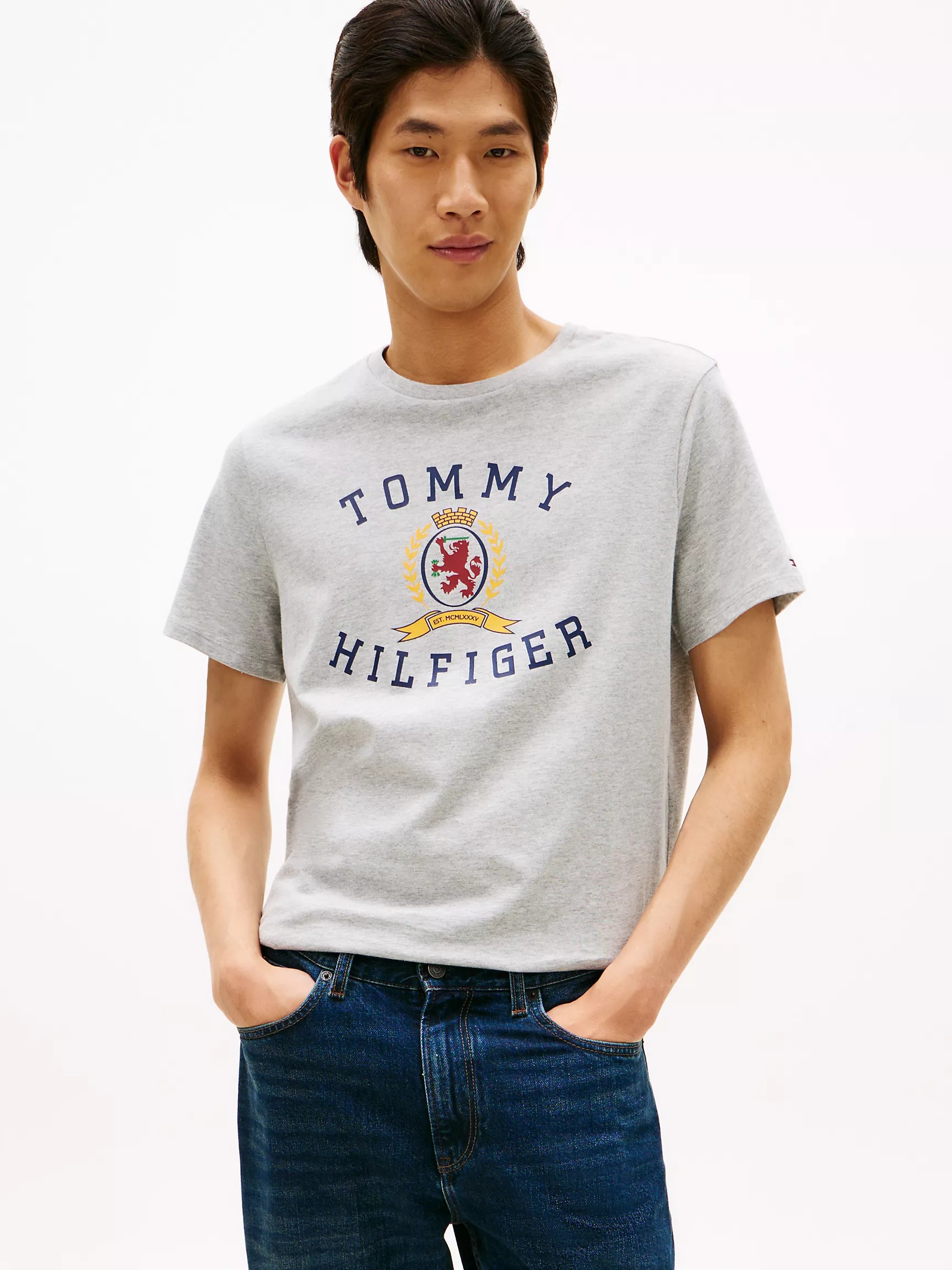 Áo Thun Tommy Hilfiger Crest Logo - Grey Heather