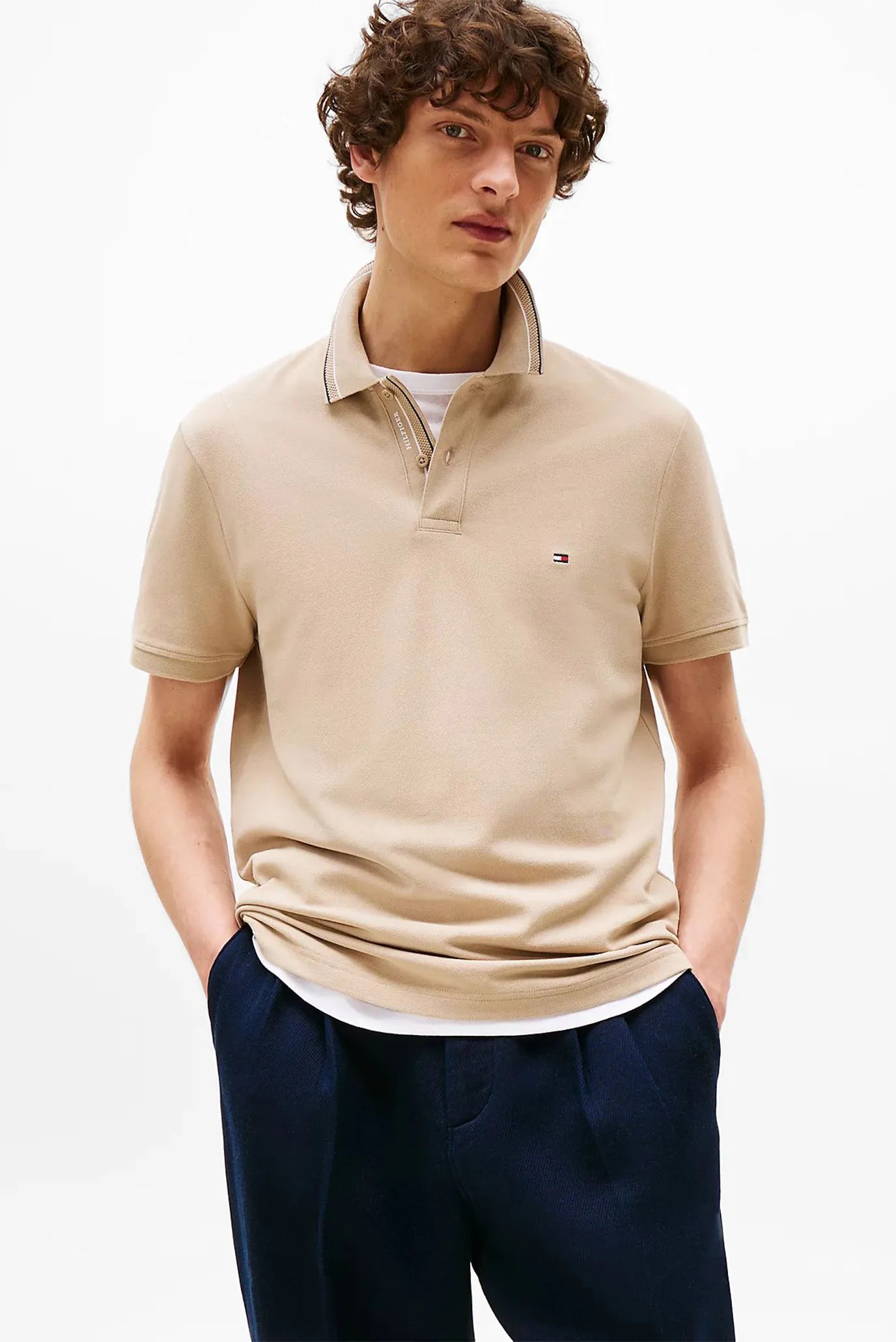 Polo Tommy Hilfiger Regular Fit Tipped Collar - Sandalwood