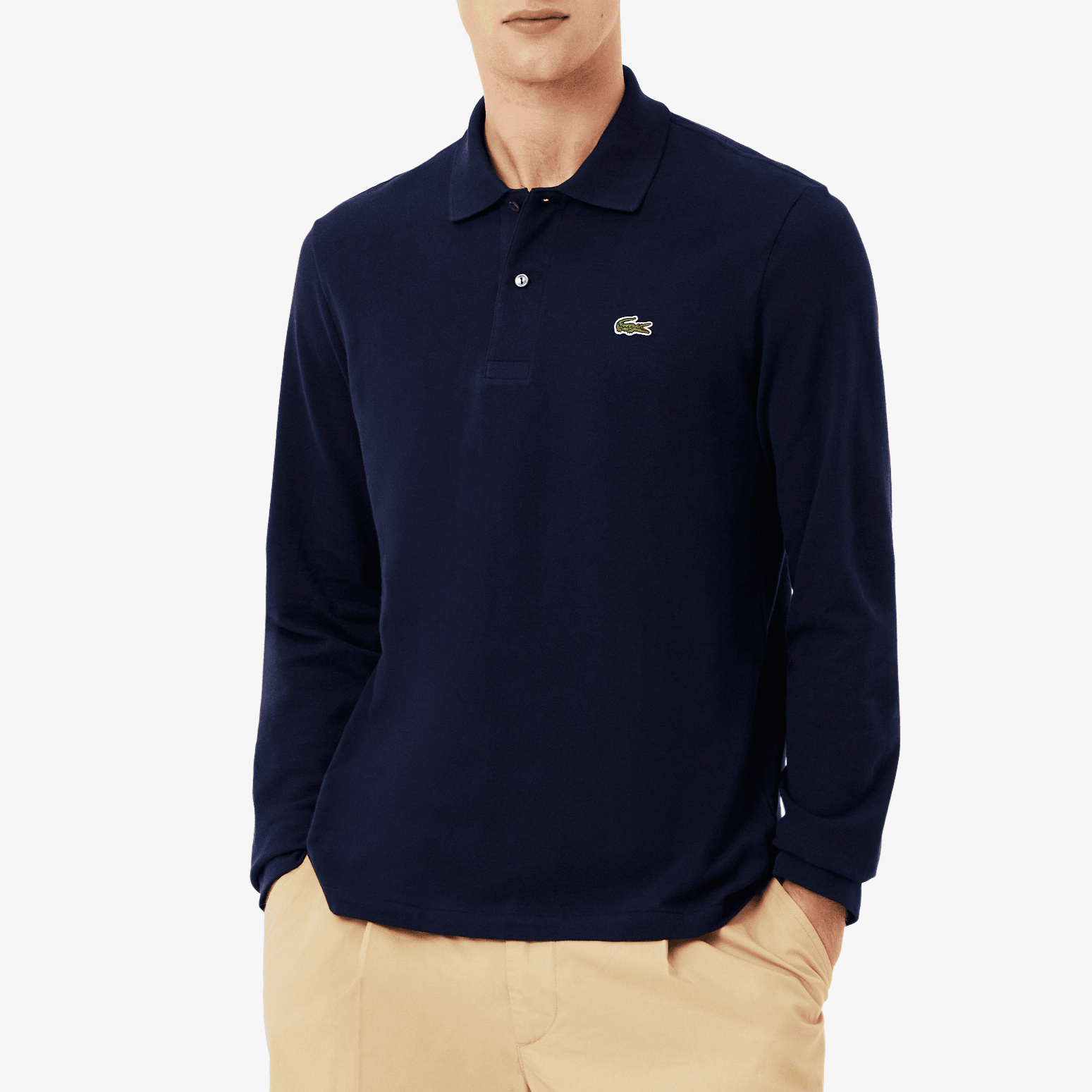 Polo Lacoste Classic Fit Long Sleeve L.12.12 - Navy Blue