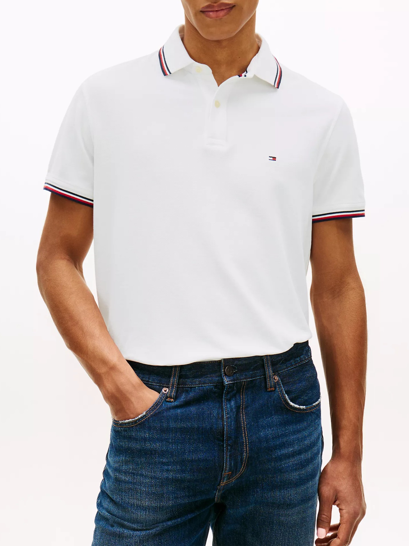 Polo Tommy Hilfiger Regular Fit Tommy Wicking - Fresh White