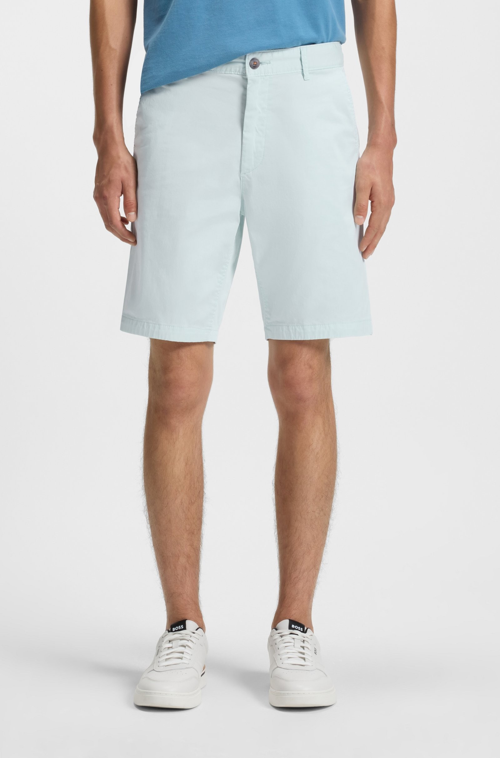 Shorts BOSS Men's Slim-fit In Stretch-Cotton Twill - Open Air Blue