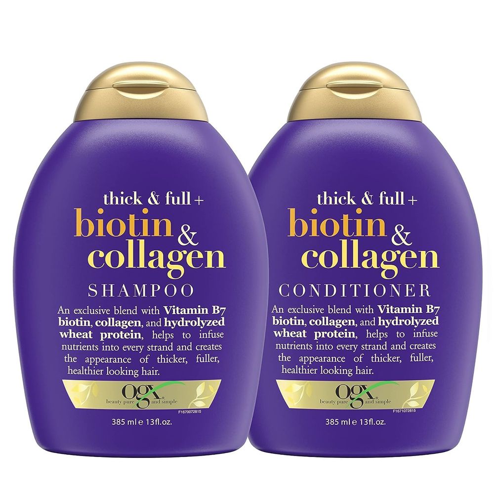 Cặp Dầu Gội Xả Ogx Biotin And Collagen Tím (385ml x2) của Mỹ