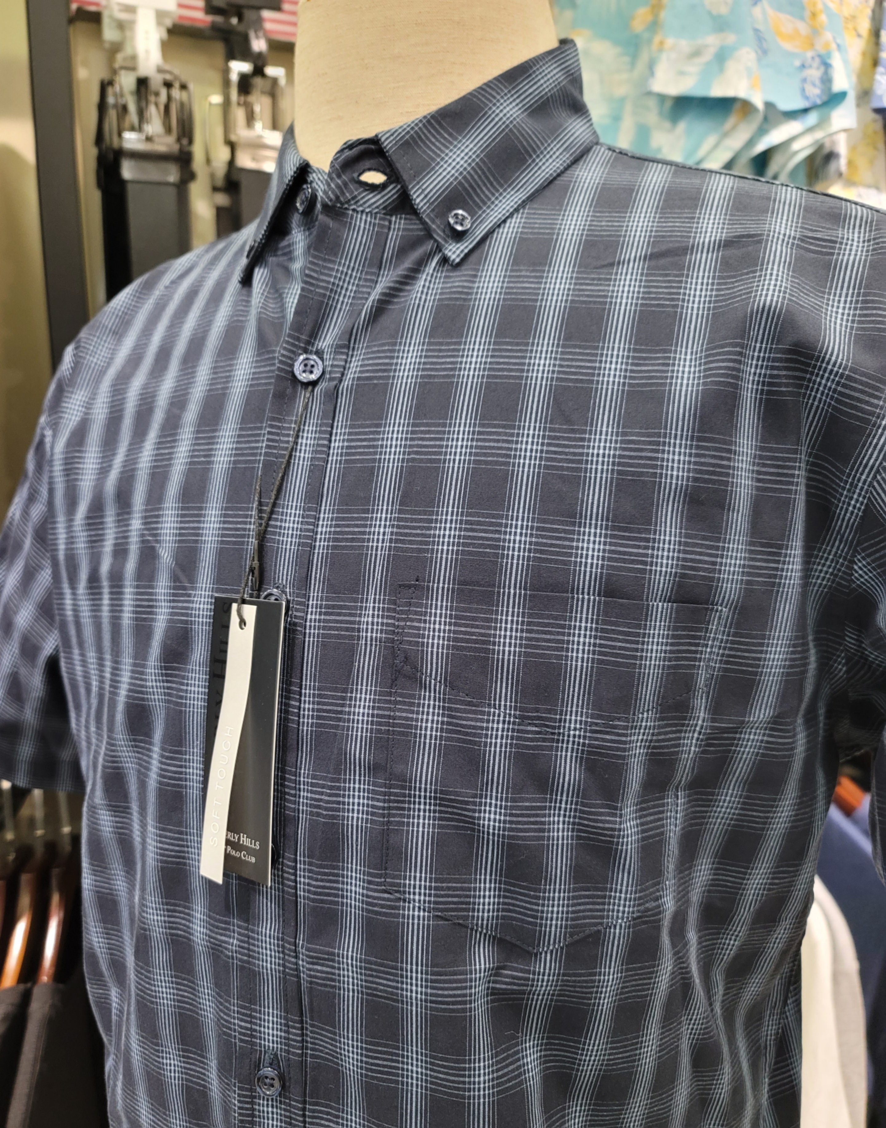 Sơ mi cộc tay Polo Club - Caro xanh navy