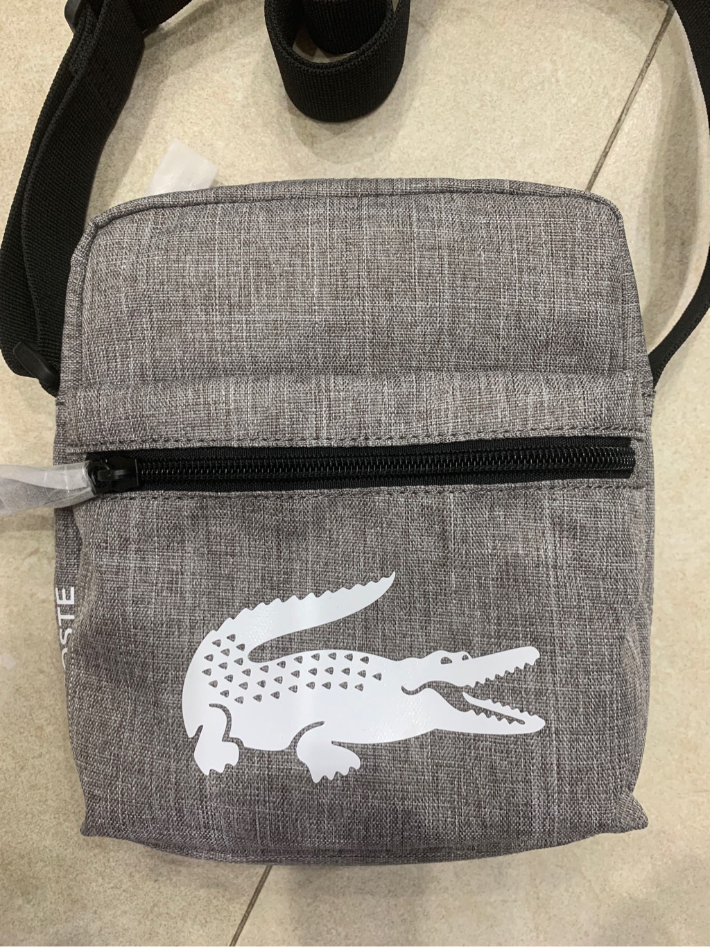 Túi Canvas Lacoste - Màu ghi xám logo trắng