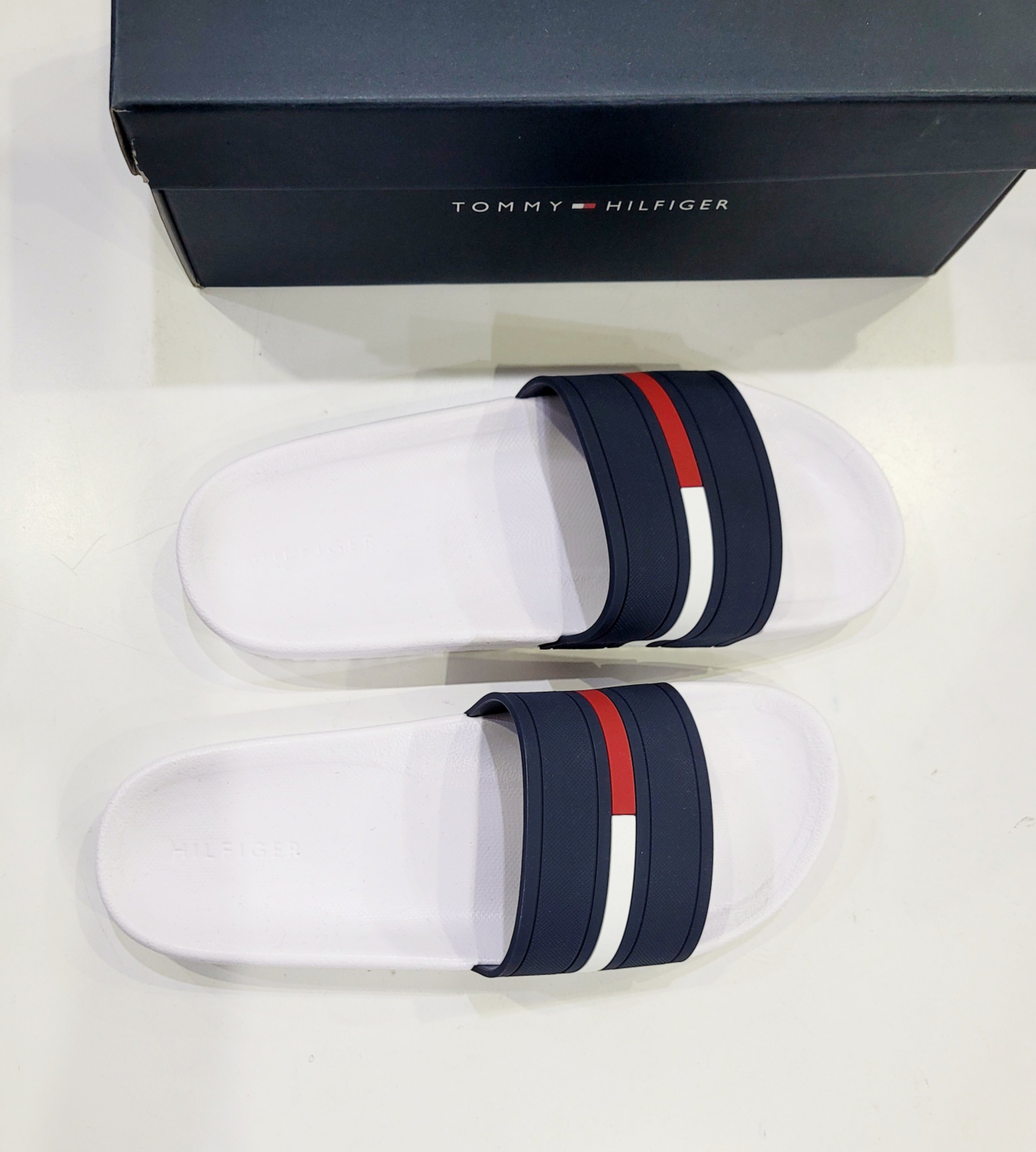 Dép Tommy Hilfiger Men's Redder Slide - White/Navy