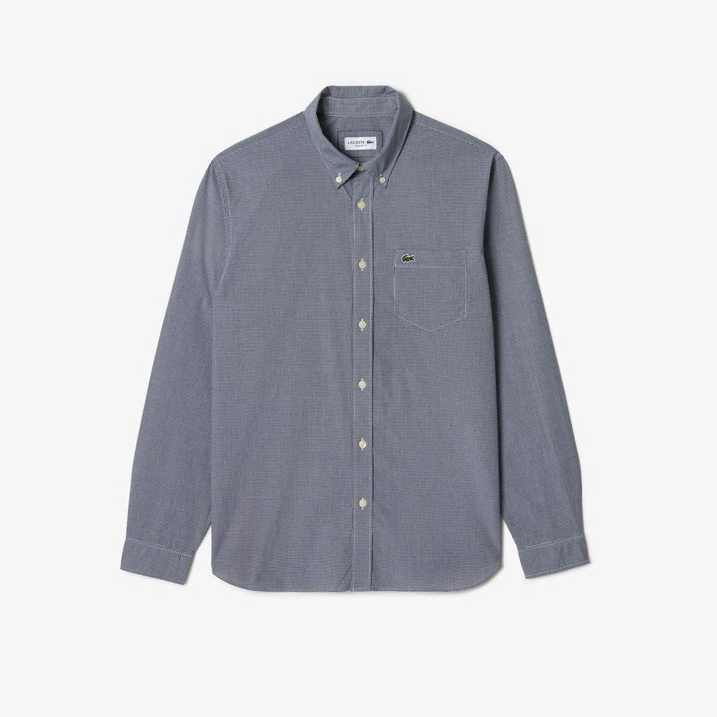 Áo sơ mi lacoste trắng xám kẻ sọc