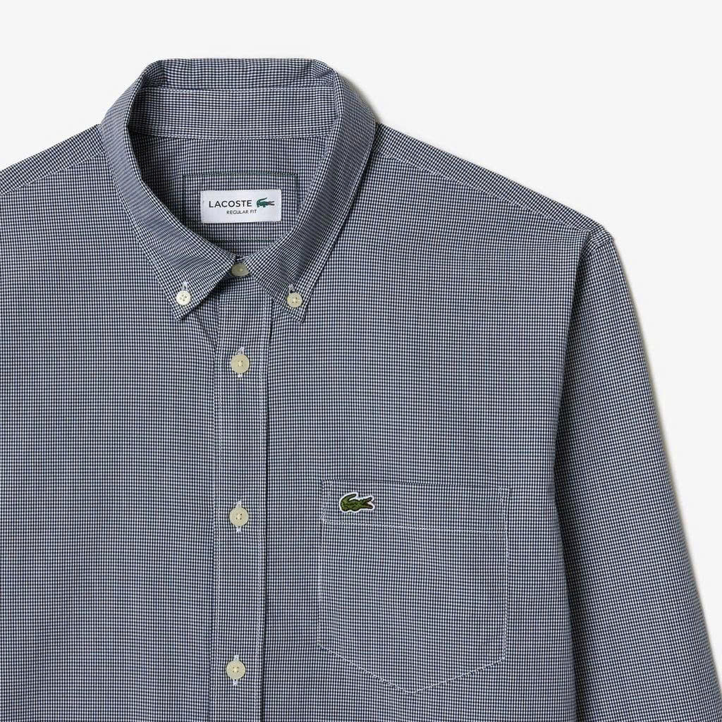 Áo sơ mi lacoste trắng xám kẻ sọc