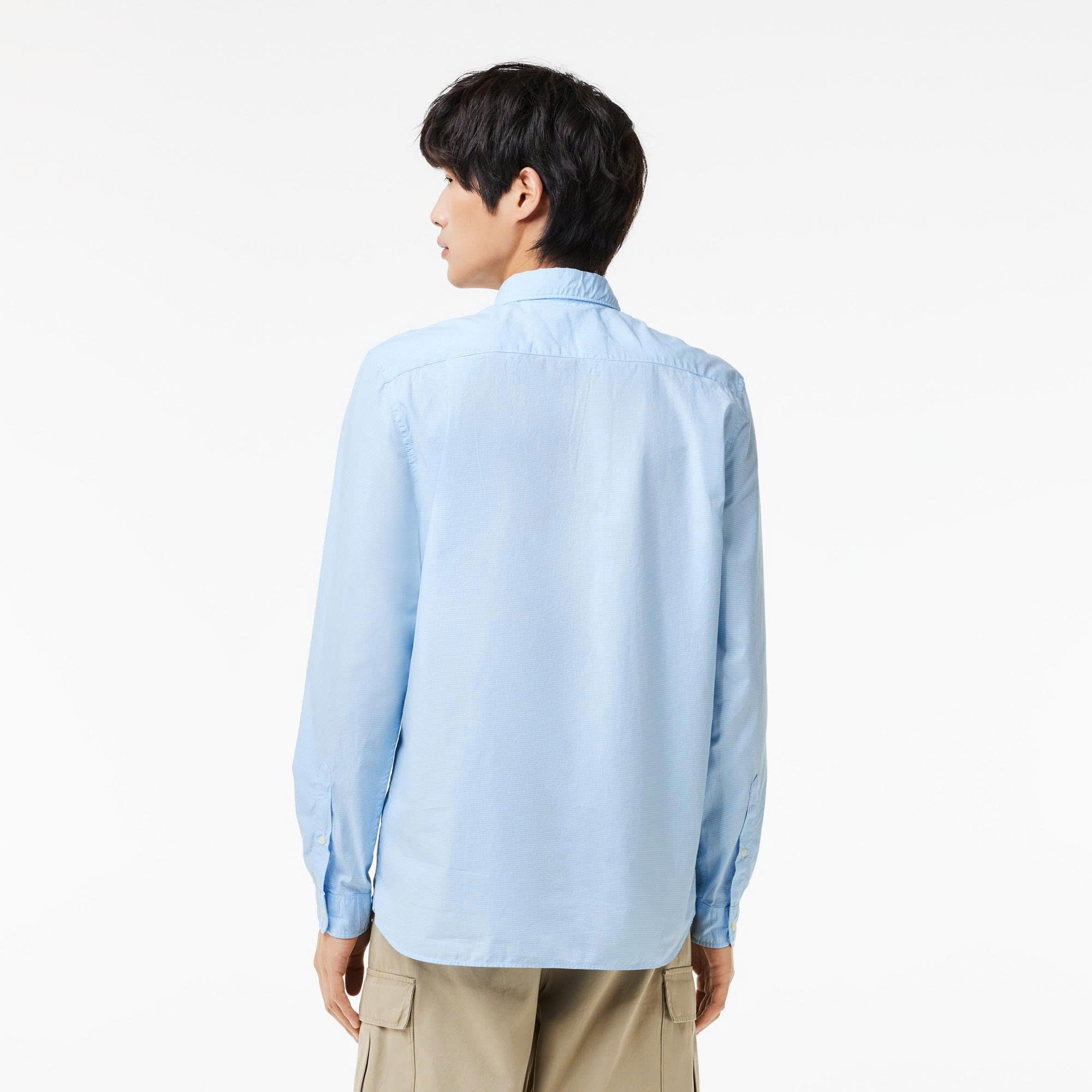 Áo sơ mi lacoste xanh trắng kẻ sọc