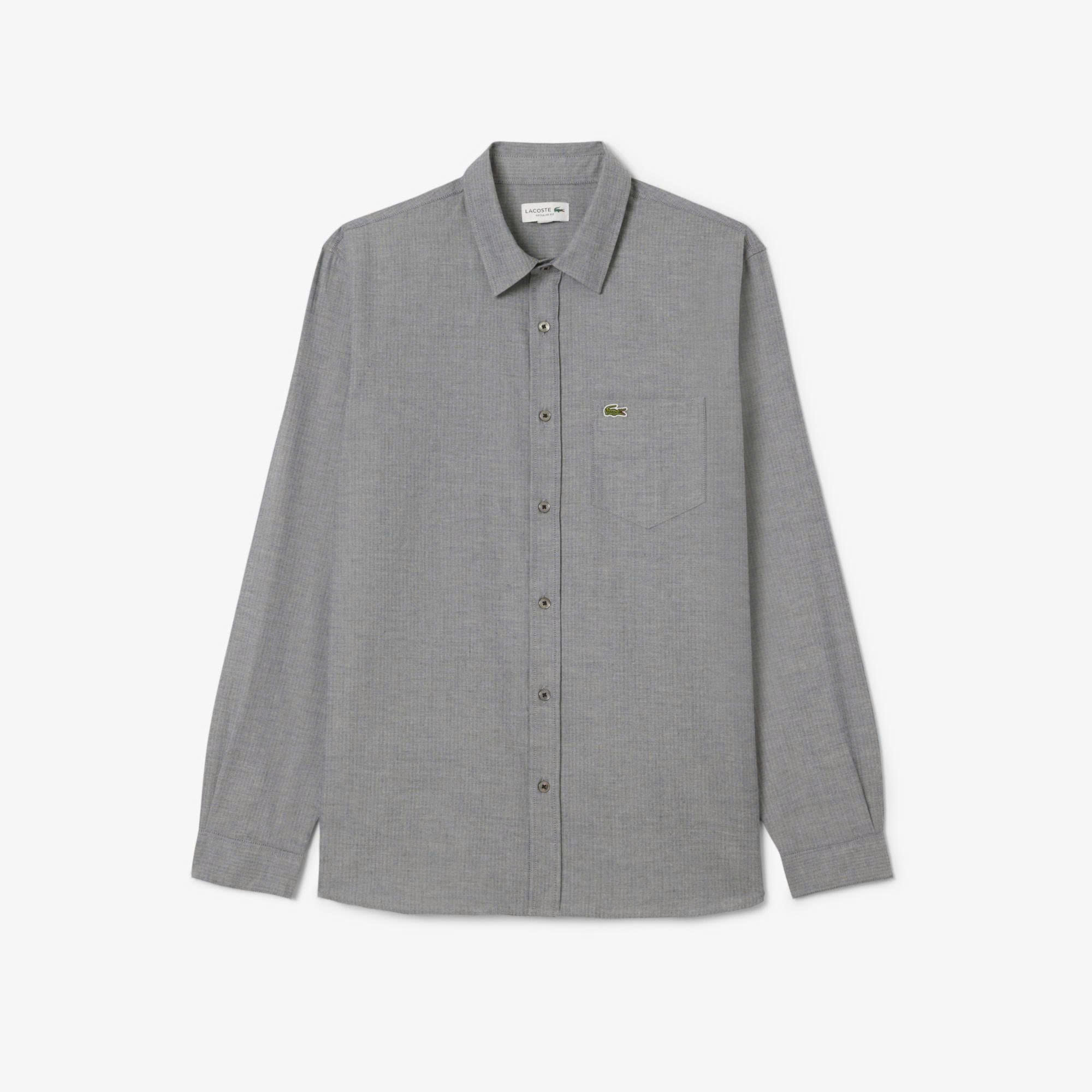 Áo sơ mi lacoste navy- blue - white xám