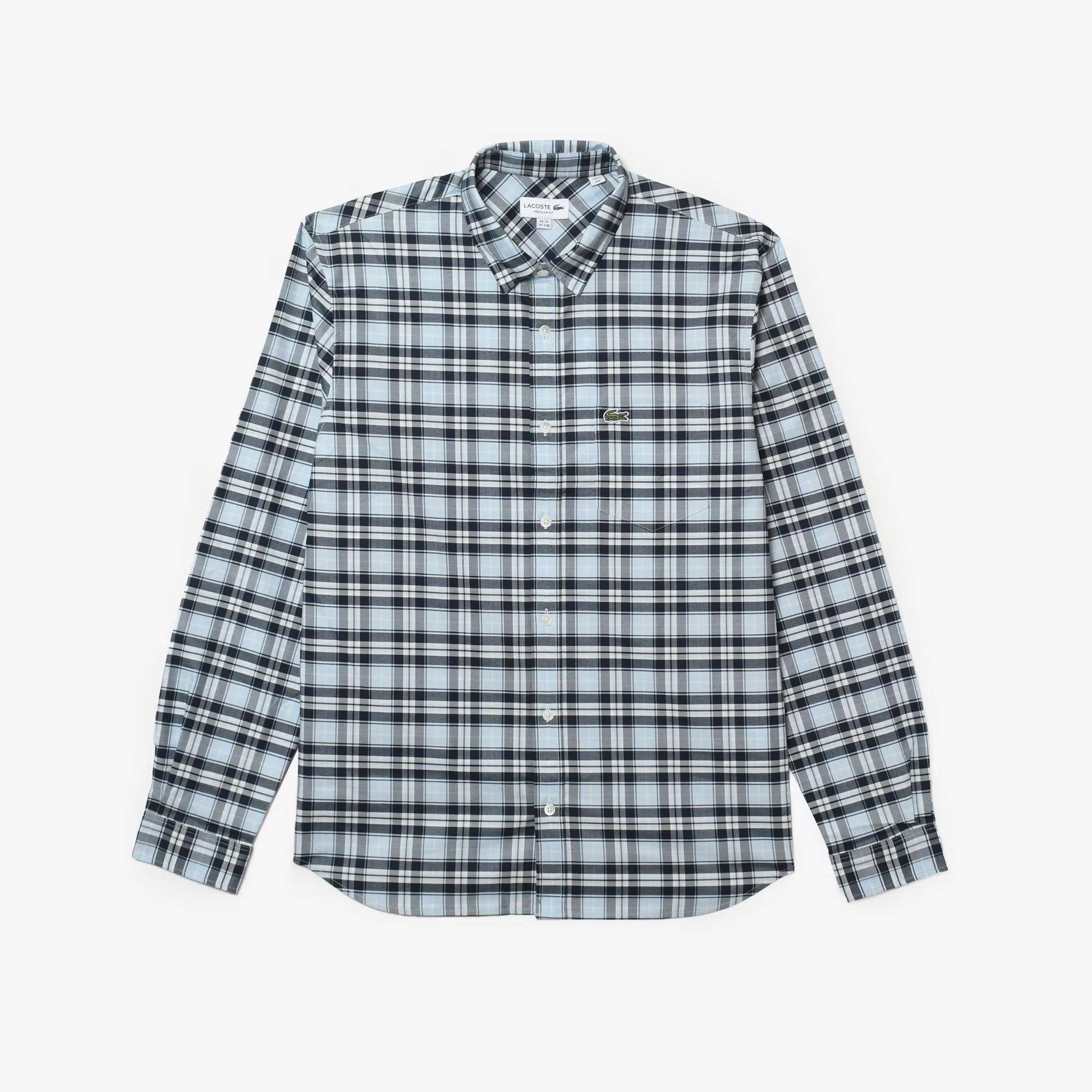 Áo sơ mi lacoste xanh navy kẻ sọc xanh trắng