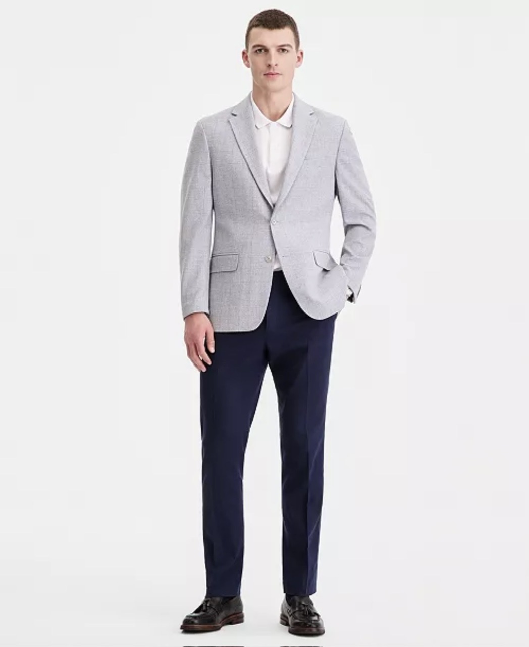 Tommy Men's Modern-Fit Patterned Blazer Color: Blue Grey