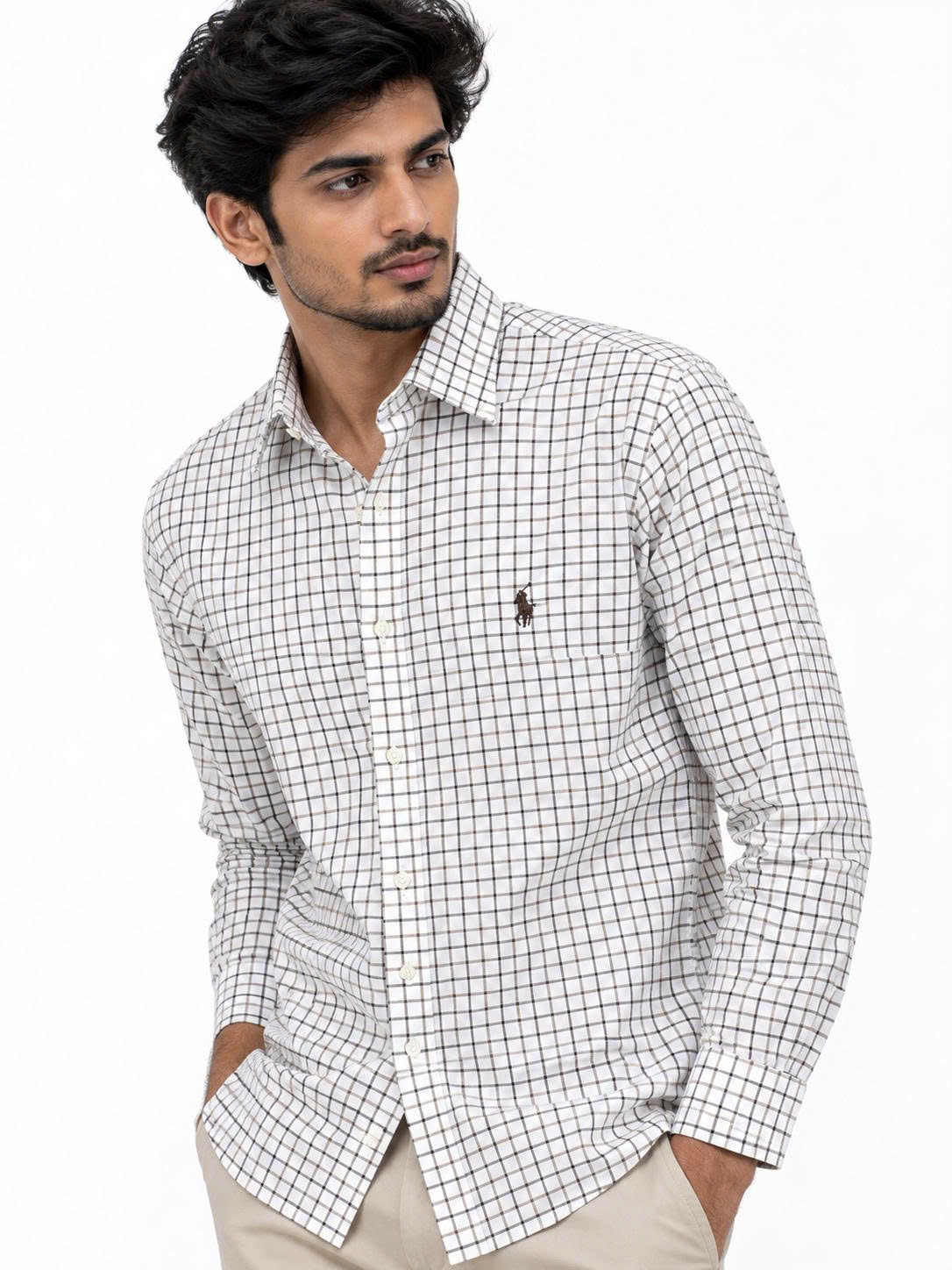 Sơ mi dài tay ralph lauren brown multi