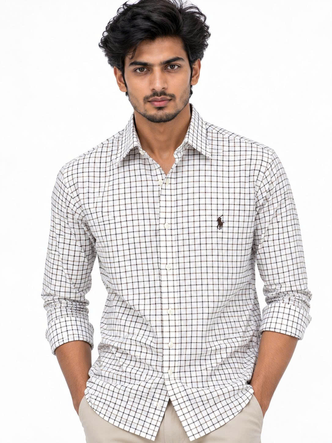 Sơ mi dài tay ralph lauren brown multi