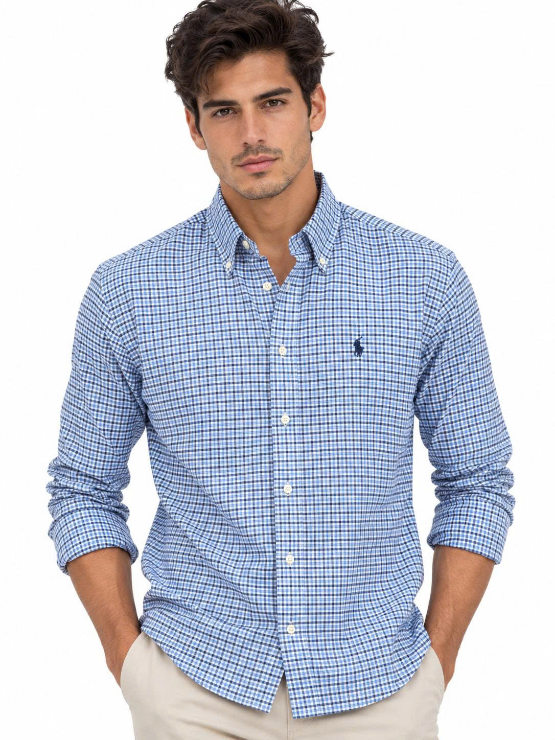 Sơ mi dài tay ralph lauren blue white
