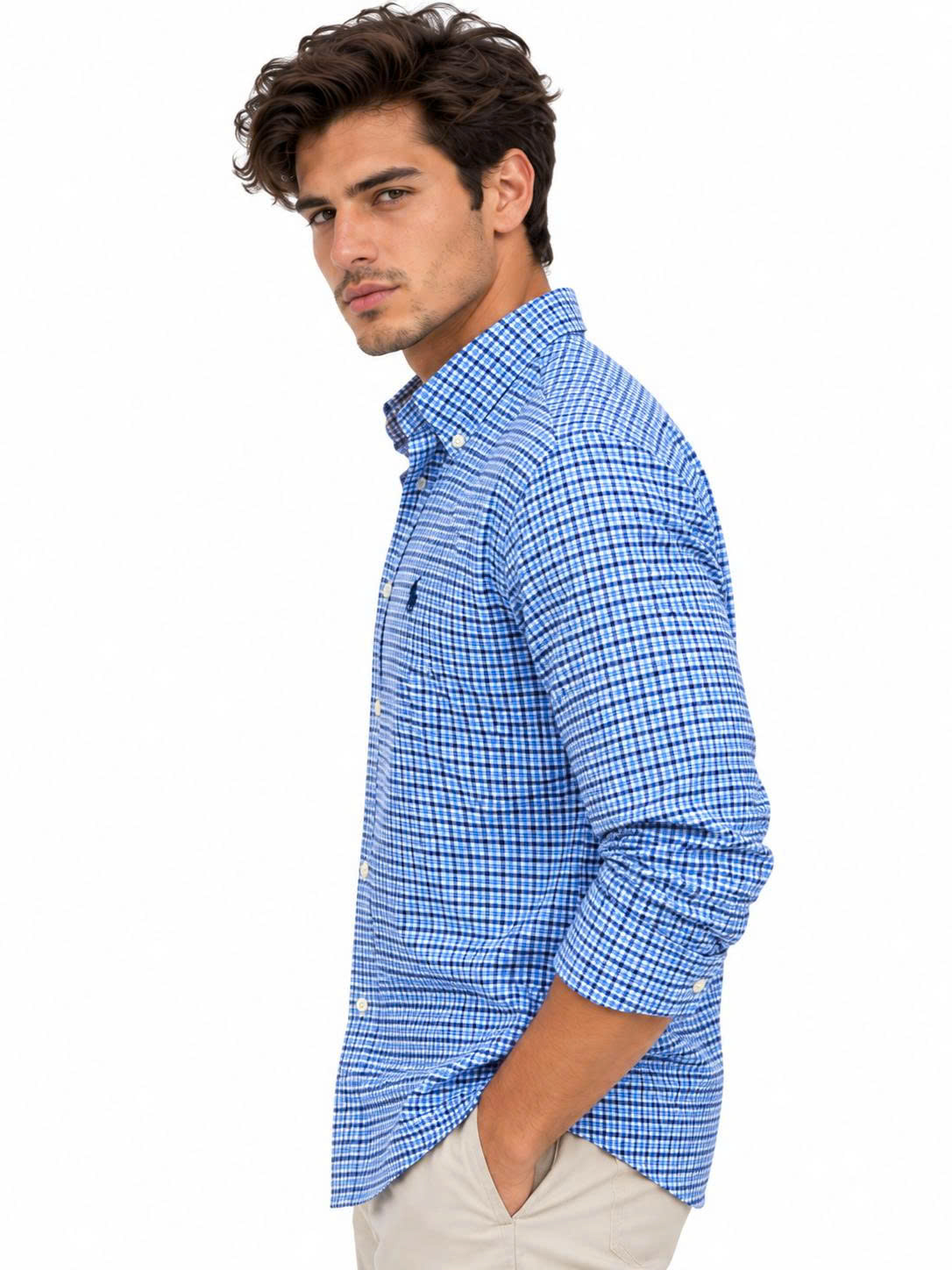 Sơ mi dài tay ralph lauren blue white