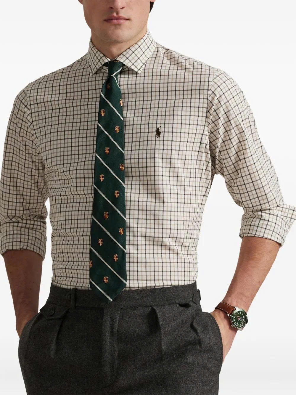 Sơ mi dài tay ralph lauren brown multi
