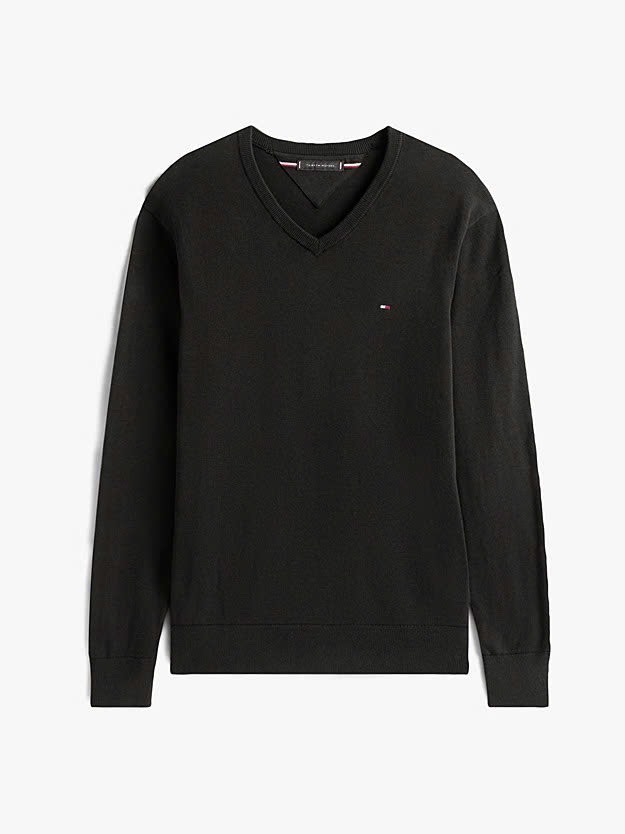 Sweater Tommy | Solid logo V-neck - Black