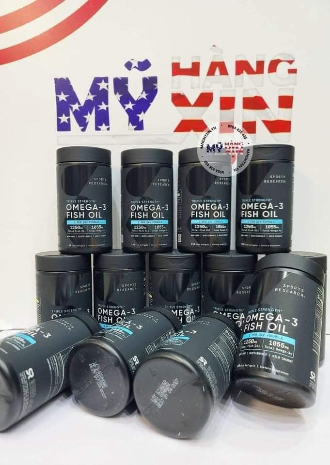 Dầu cá Sports Research Omega-3 Fish Oil Triple Strength –  Bổ sung Omega-3 chất lượng cao, hỗ trợ tim mạch và sức khỏe tổng thể mỗi ngày -150 viên