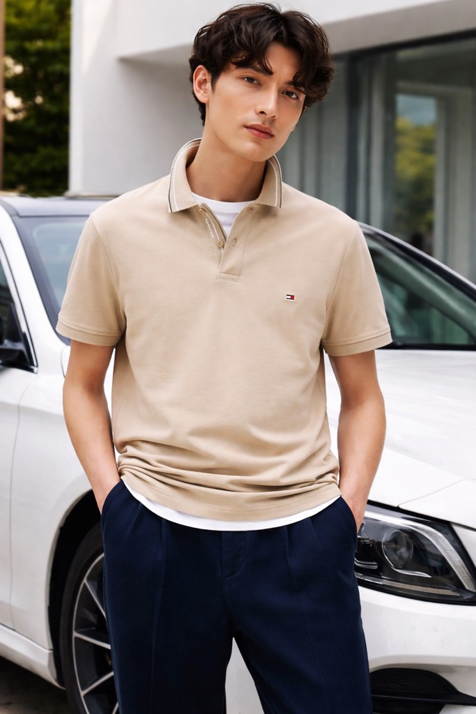 Polo Tommy Hilfiger Regular Fit Tipped Collar - Sandalwood