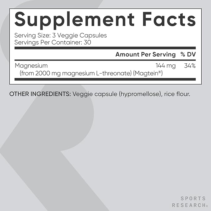 Viên uống bổ sung Magie Magnesium L Threonate Sports Research - 90V