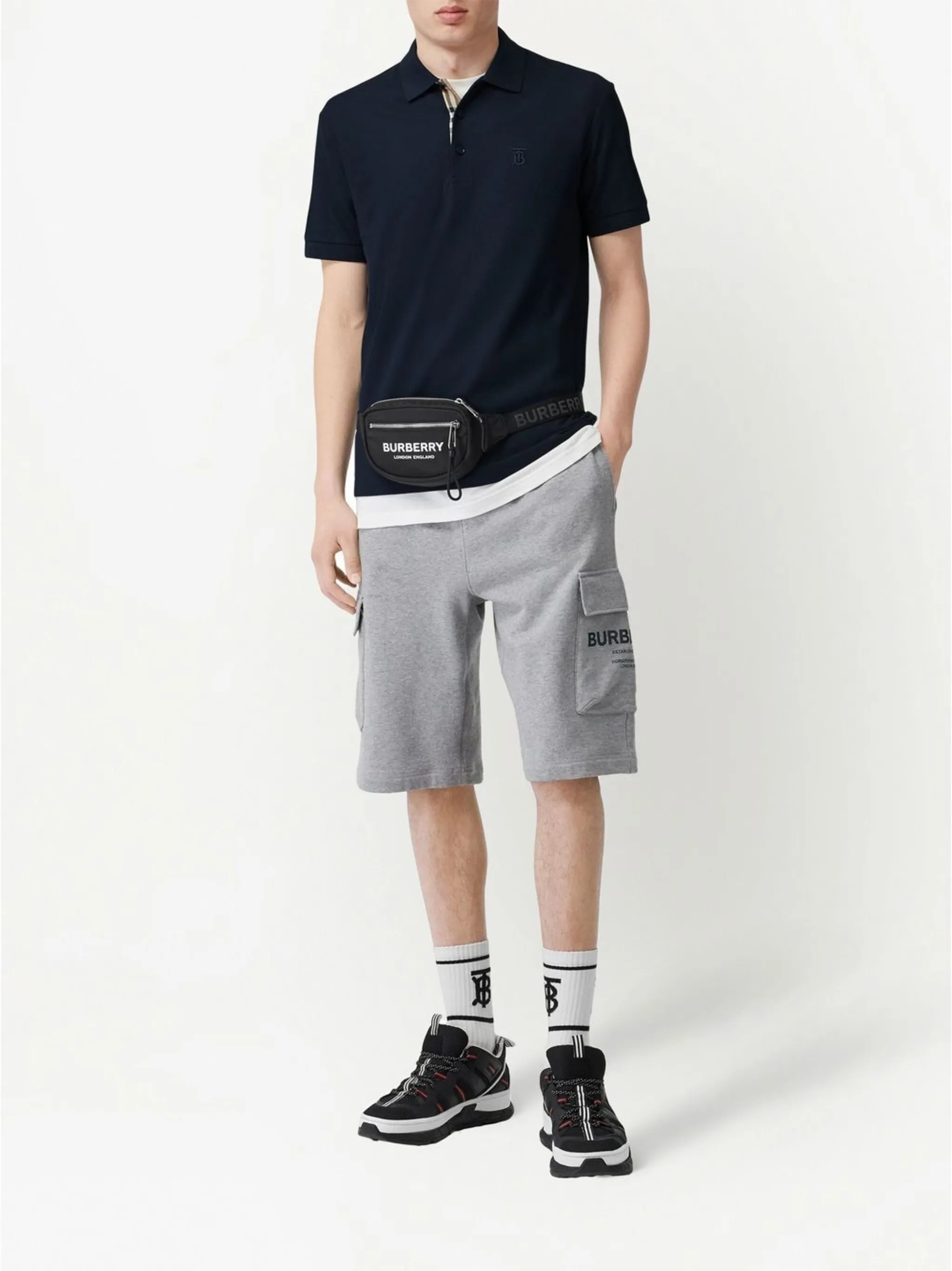 Polo-Shirt Burberry Logo-Embroidered Piqué - Navy