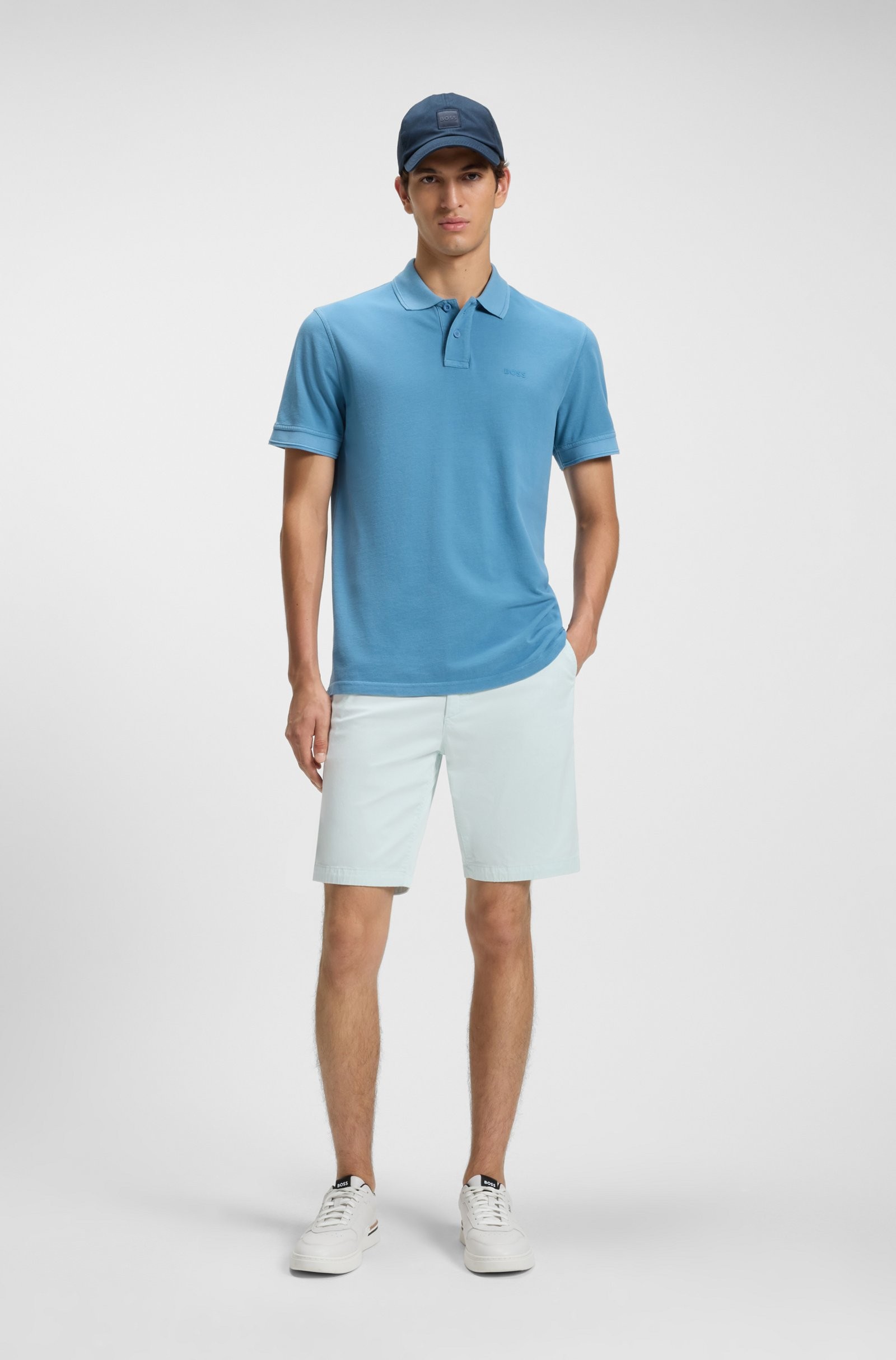 Shorts BOSS Men's Slim-fit In Stretch-Cotton Twill - Open Air Blue