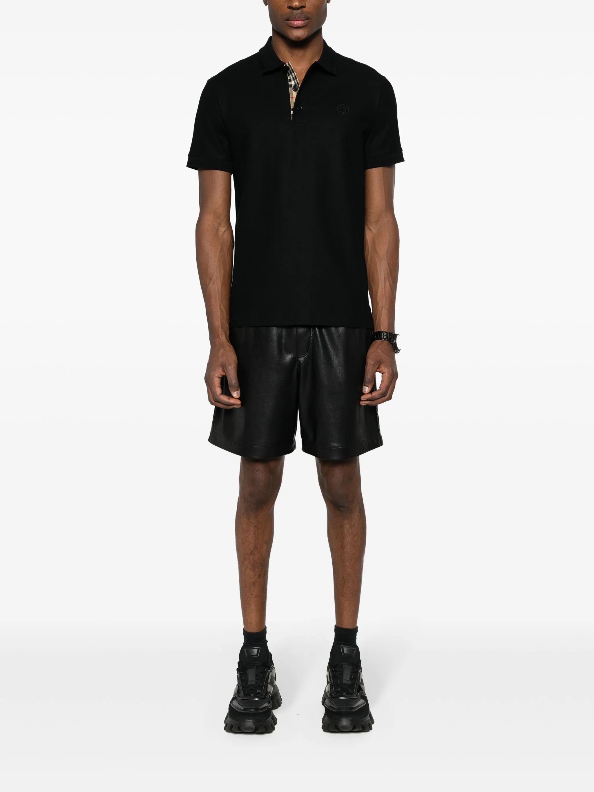 Polo-Shirt Burberry Logo-Embroidered Piqué - Black
