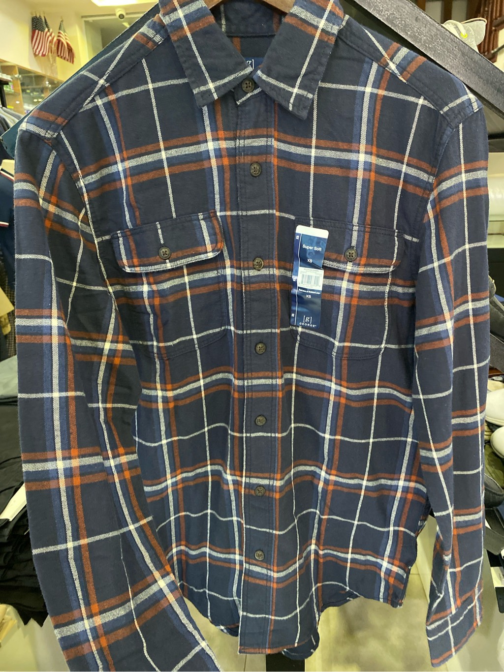 Sơ mi dài tay geogre sepia blue plaid