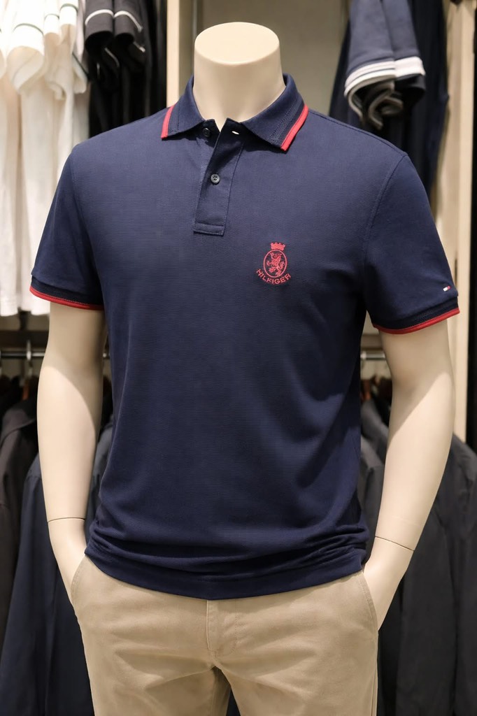 Polo Tommy Hilfiger with Embroidered Crest Design - Desert Sky