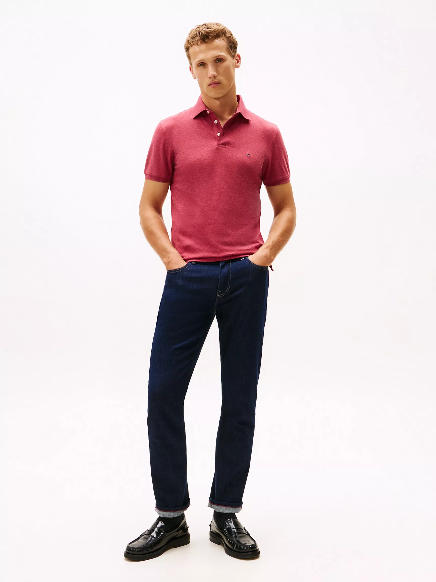 Polo Tommy Hilfiger Slim Fit Stretch Pique - Red Heather