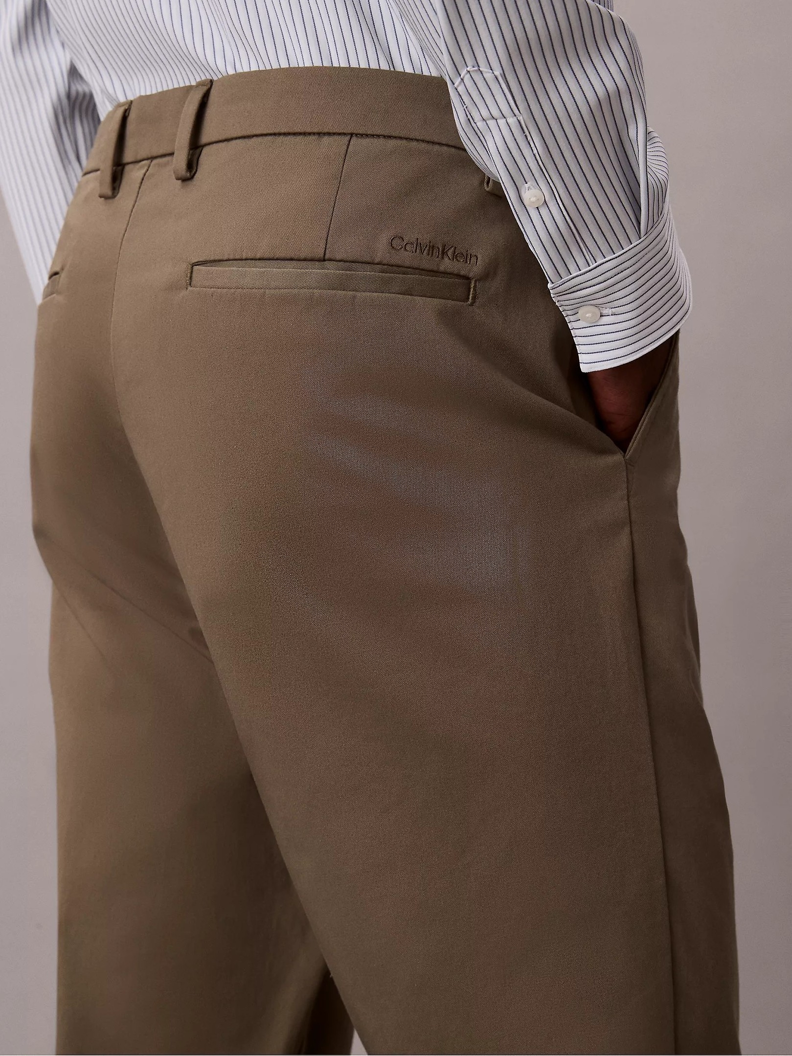 Trousers Calvin Klein Cotton Stretch Slim - Dusty Olive