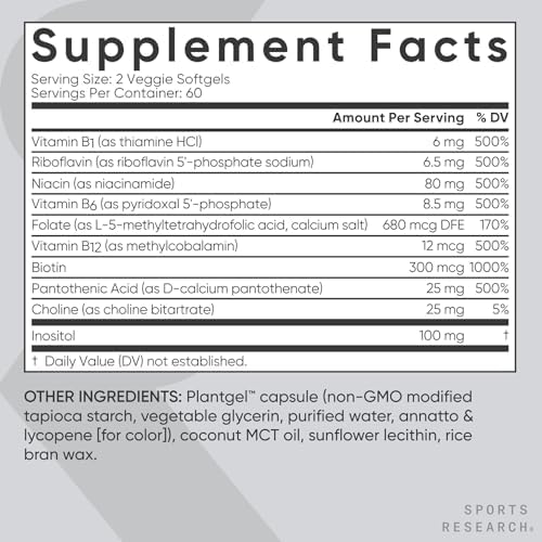 Viên uống Vitamin B tổng hợp Sports Research Advanced B-Complex-120 viên