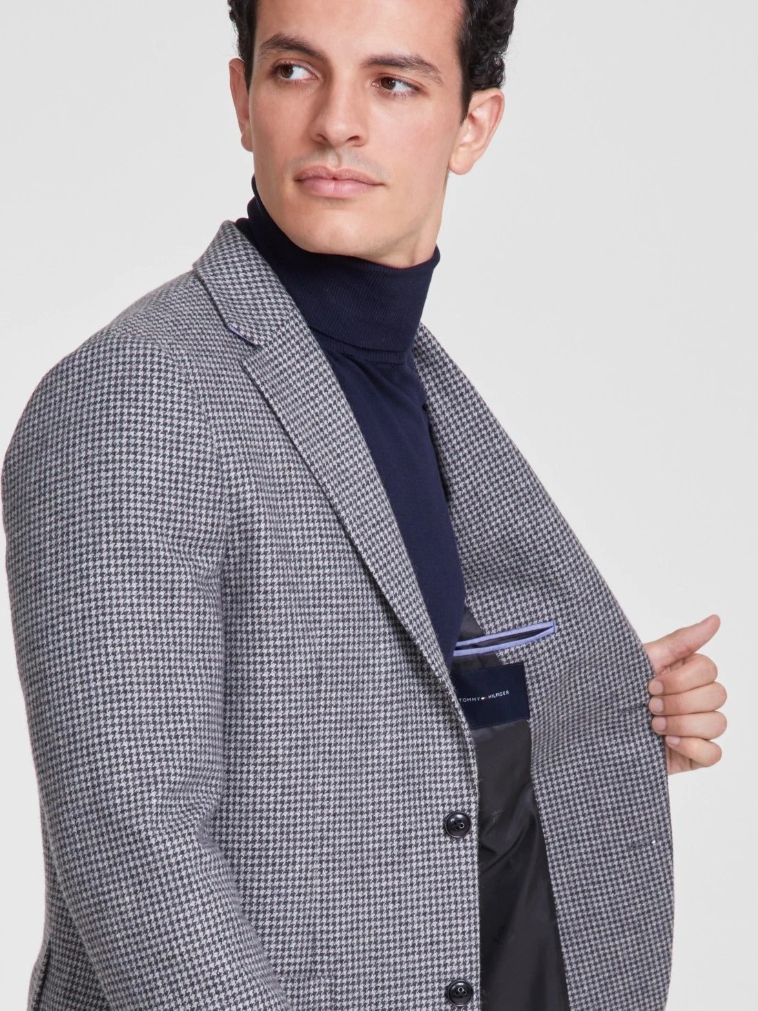 Sport Coat Blazer Tommy Hilfiger Mens Modern fit - Light Grey Black Check