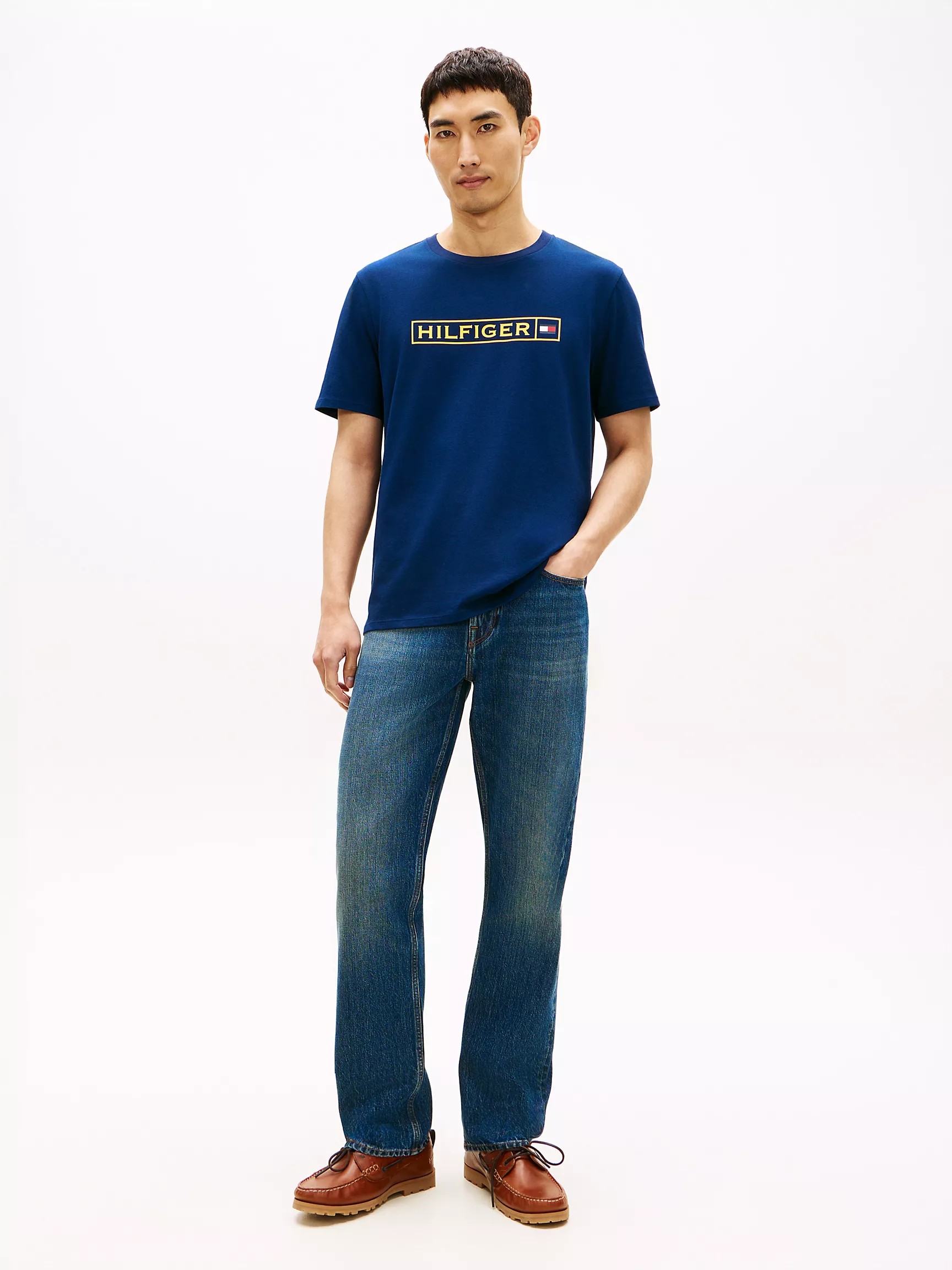 Áo Thun Tommy Hilfiger "HILFIGER" Box Logo - Navy