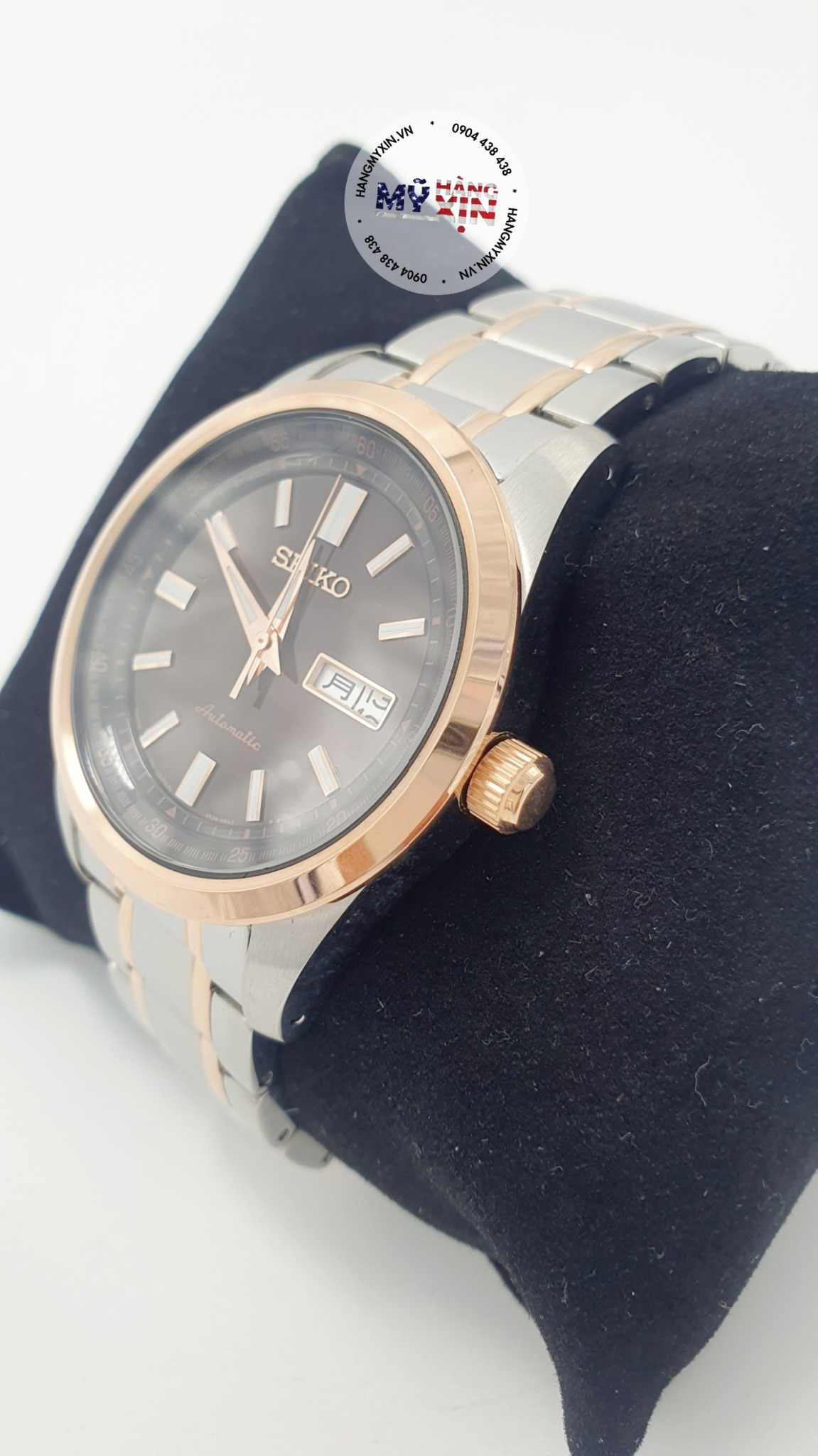 Đồng hồ nam Seiko Automatic SARV006 - Mặt đen viền vàng hồng